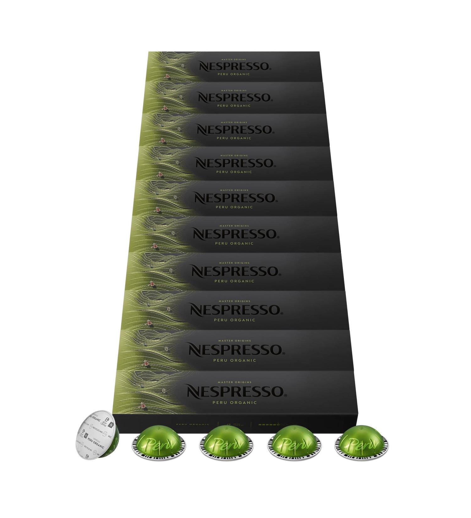 Nespresso Nespresso Vertuo 100 Peruvian Organic Coffee Capsules Intensity 6 For 40ml Espresso (10 packs of 10)