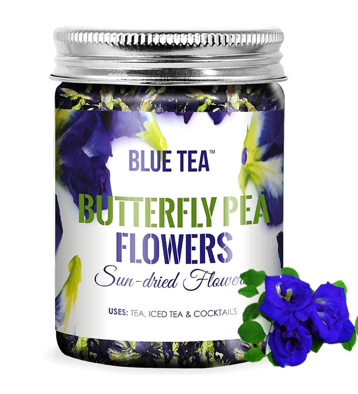 Organic Blue Butterfly Pea Flower Tea - Natural Colorant for Food & Beverages | 150 Cups | GMO & Gluten Free | Farm Packed in Recyclable PET Jar - Buy Online on GoSupps.com