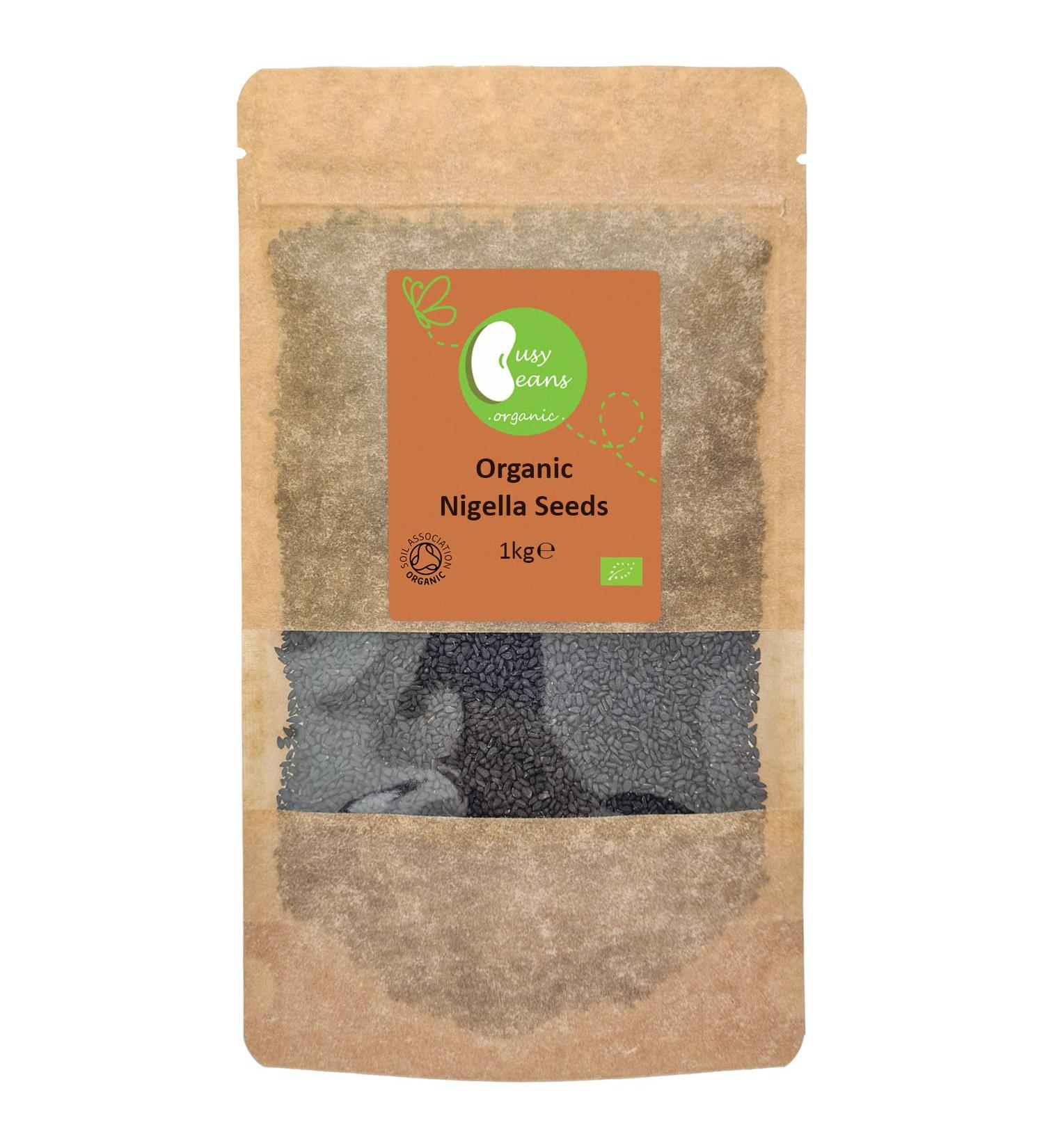 Organic Nigella Seeds (Black Cumin Kalonji) - Certified Organic- by Busy Beans Organic (1kg) - Buy Online on GoSupps.com