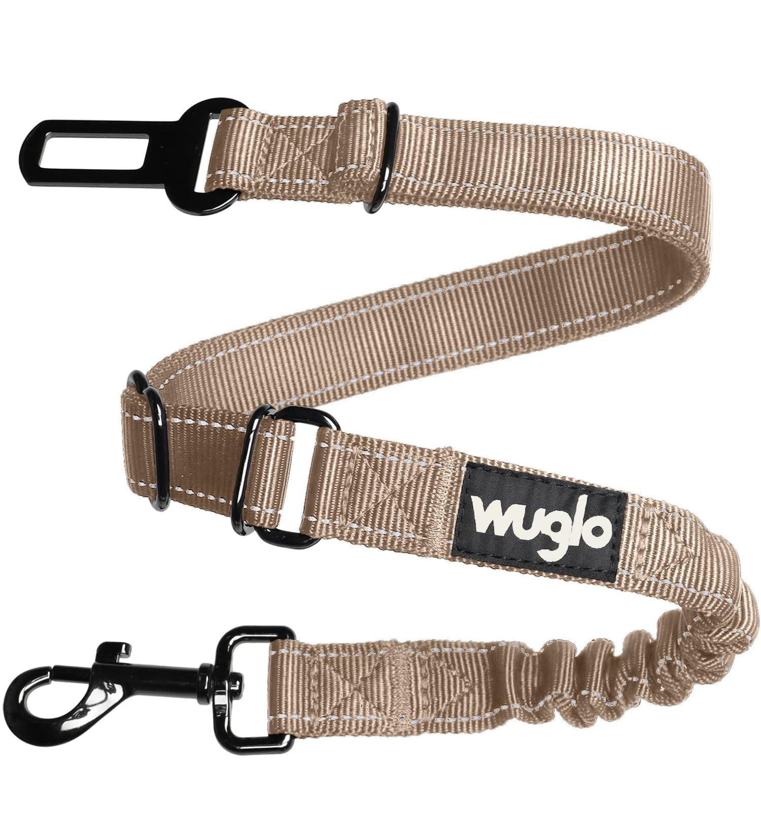 Durable Wuglo Dog Car Safety Belt (38-95cm) - Elastic Universal Dog Buckle Straps - Safe & Comfortable Travel for Dogs - Beige - Buy Online on GoSupps.com