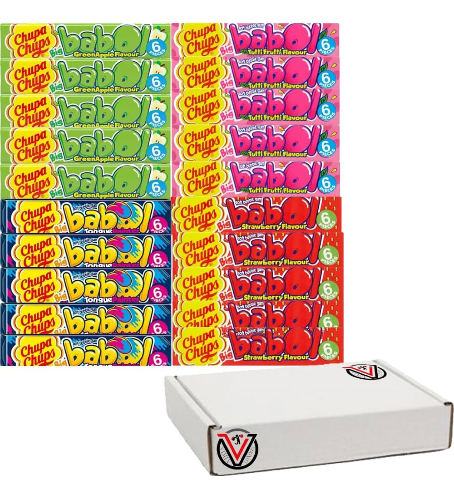 20 x Mixed Chupa Chups Big Babol Blue Raspberry Strawberry Tutti Frutti Apple Flavour Soft Bubble Gum 27.6g - Total 20 Counts | VIMIX - Buy Online on GoSupps.com
