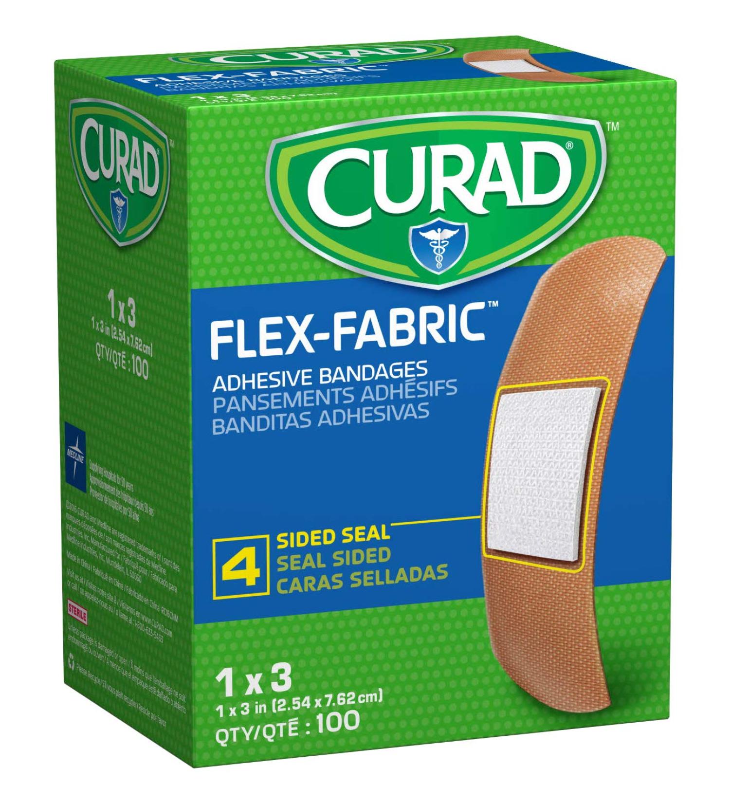 Curad Flex Fabric Adhesive Bandages 1 x 3 (Box of 100) - Flexible and Durable Protection - Buy Online on GoSupps.com