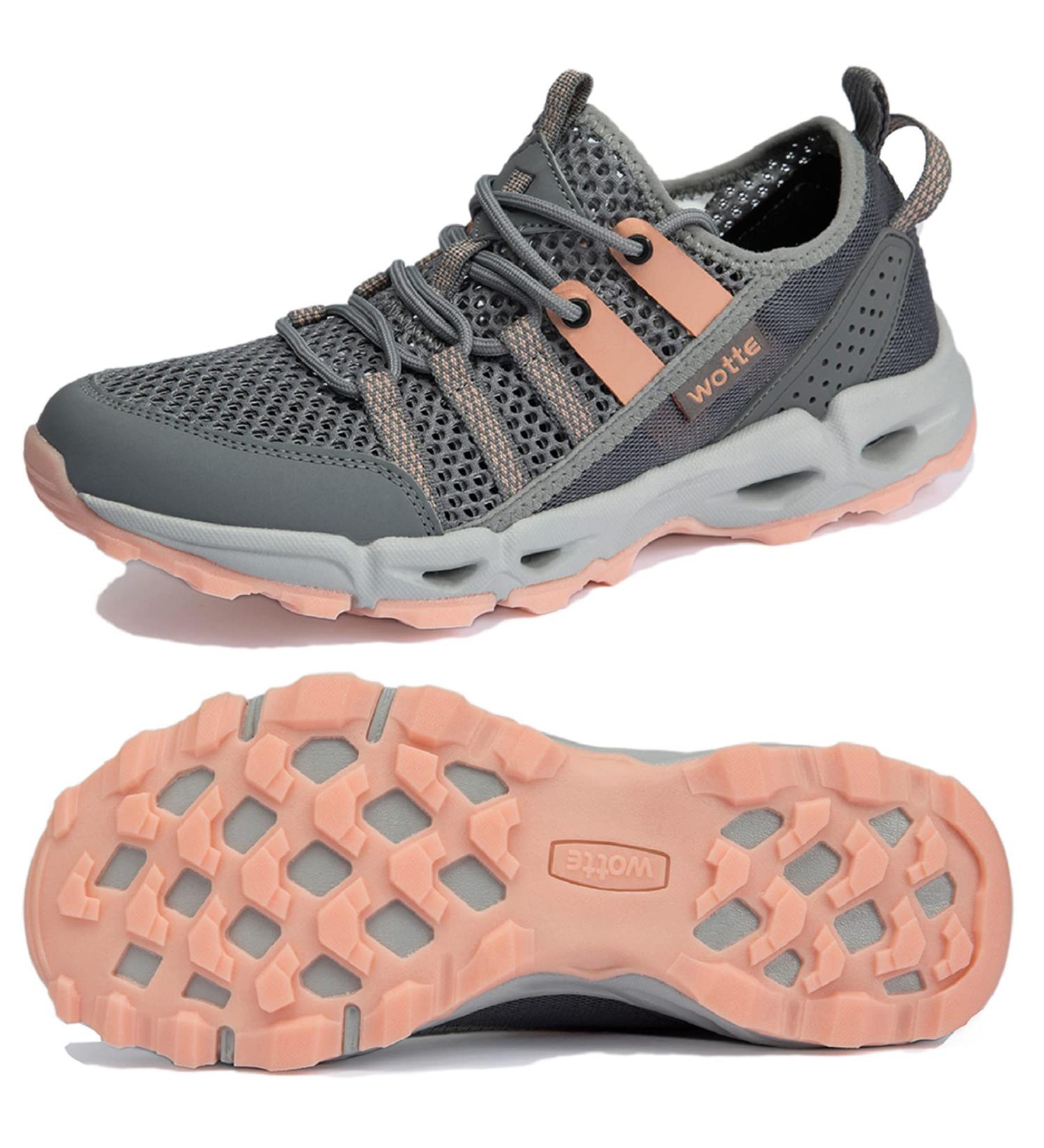Auzons Women's Water Hiking Shoes - Pink, Size 8 | Quick Dry, Non-Slip Aqua Sneakers - Buy Online on GoSupps.com