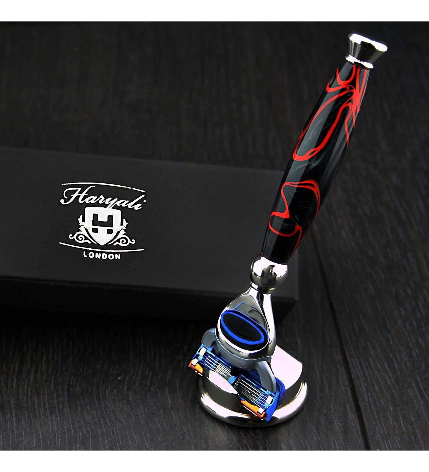 Haryali London 5 Edge Compatible Razor: Premium Beard & Mustache Kit with Stand - Perfect for International Shaving - Buy Online on GoSupps.com