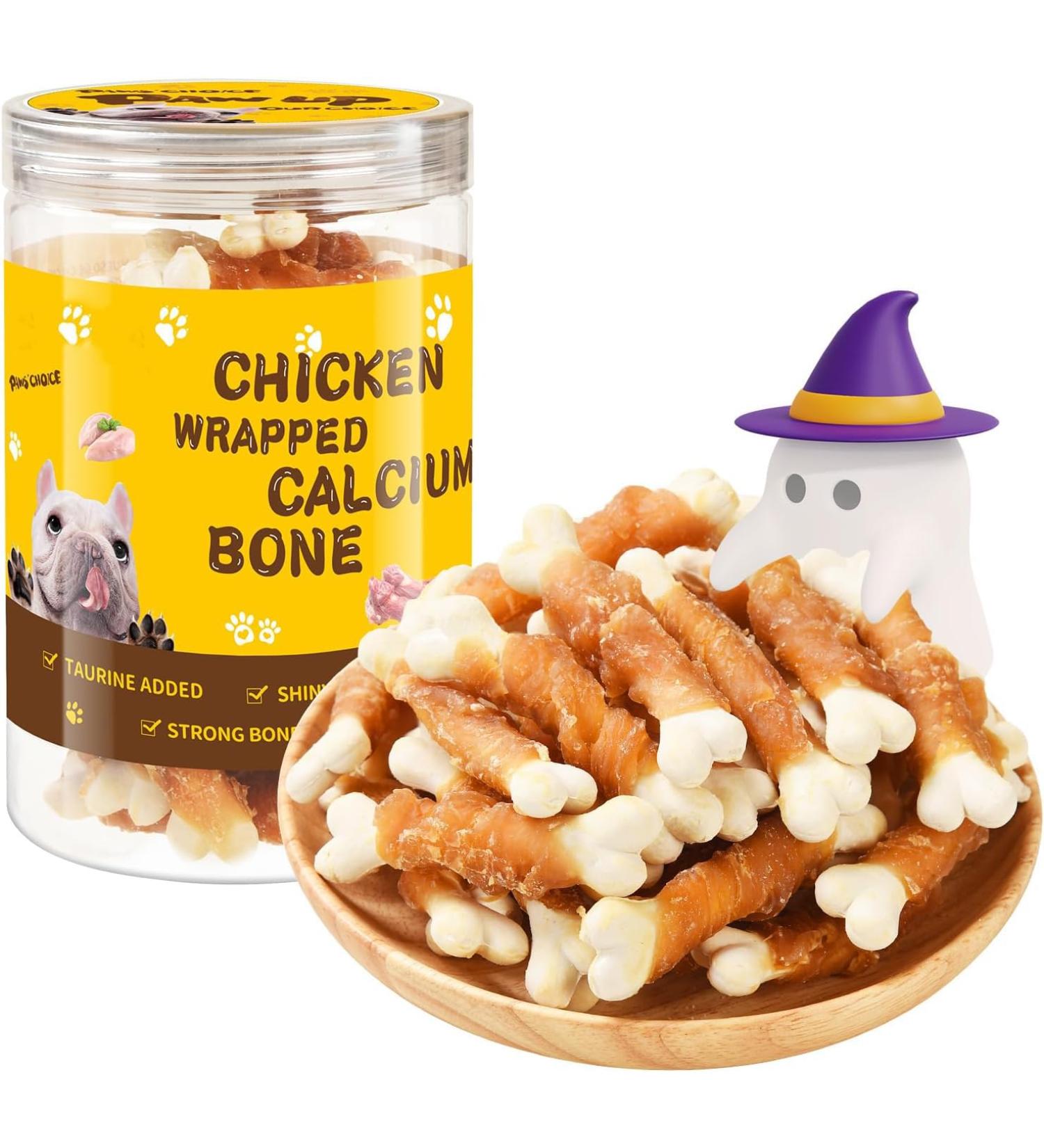 Dog Chicken Wrapped Bones Dog Training Treats for Teeth Cleaning and Fresh Breath Dog Chews for Puppy and Small Dogs 7.05 oz (200 g)