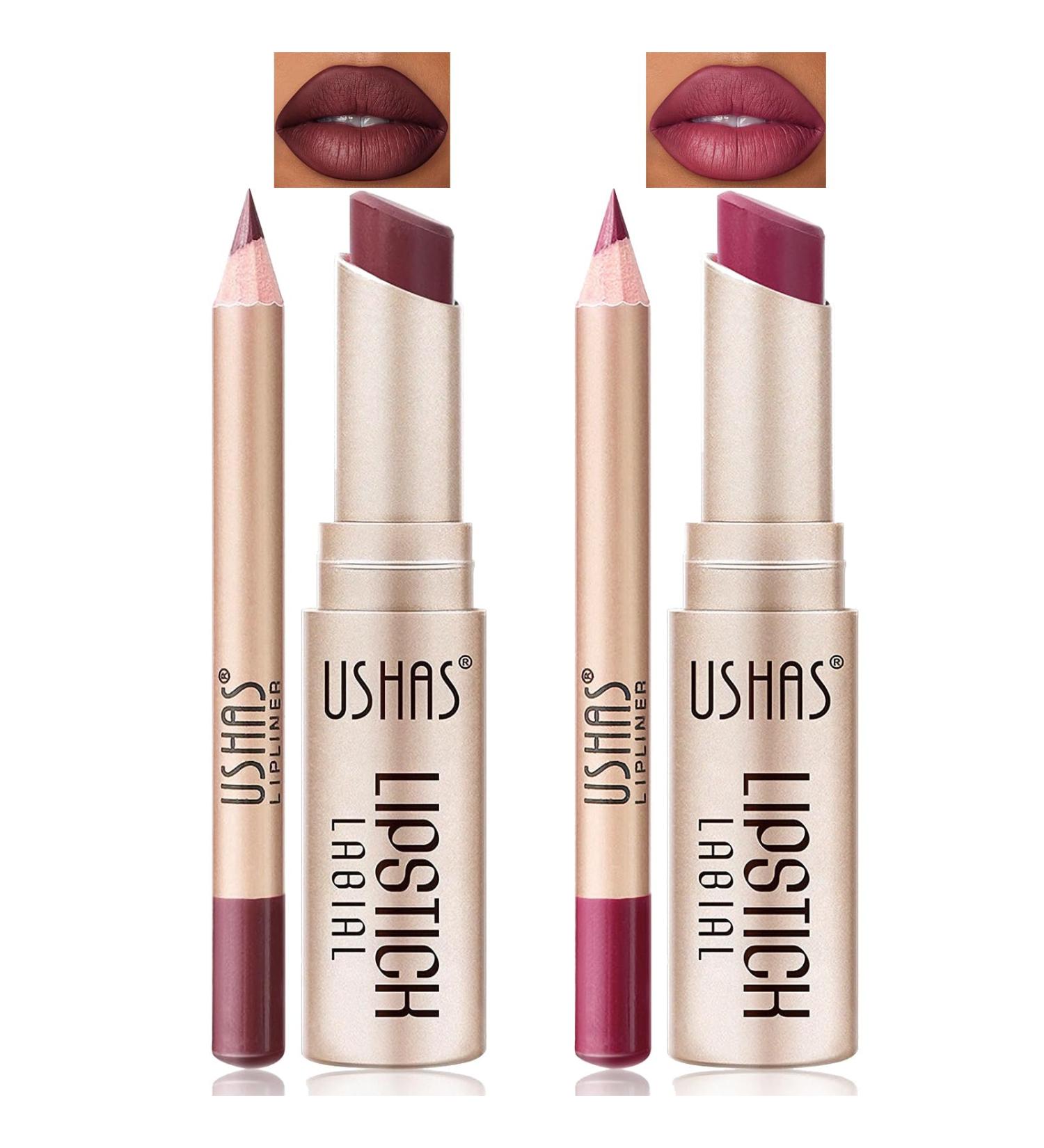 2 Pack Intense Lipstick - Smudge-Proof - Long Lasting - Waterproof - One Step Makeup - Black Red and Pink - Buy Online on GoSupps.com