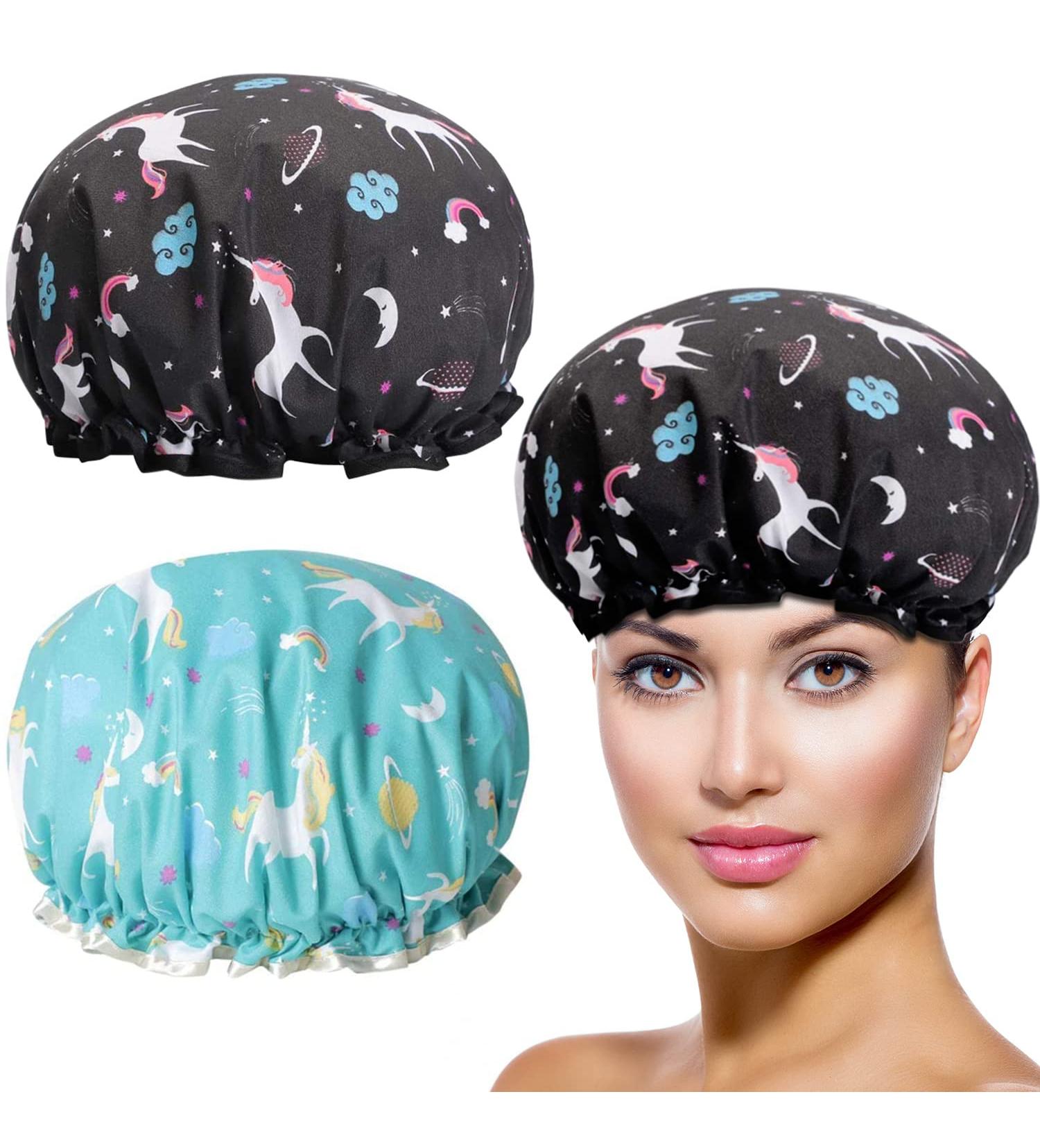 Reusable Waterproof Shower Hood for Women - 2 Pack Elastic Bathroom Caps for Salon Spa Travel & Hotel Use - Buy Online on GoSupps.com