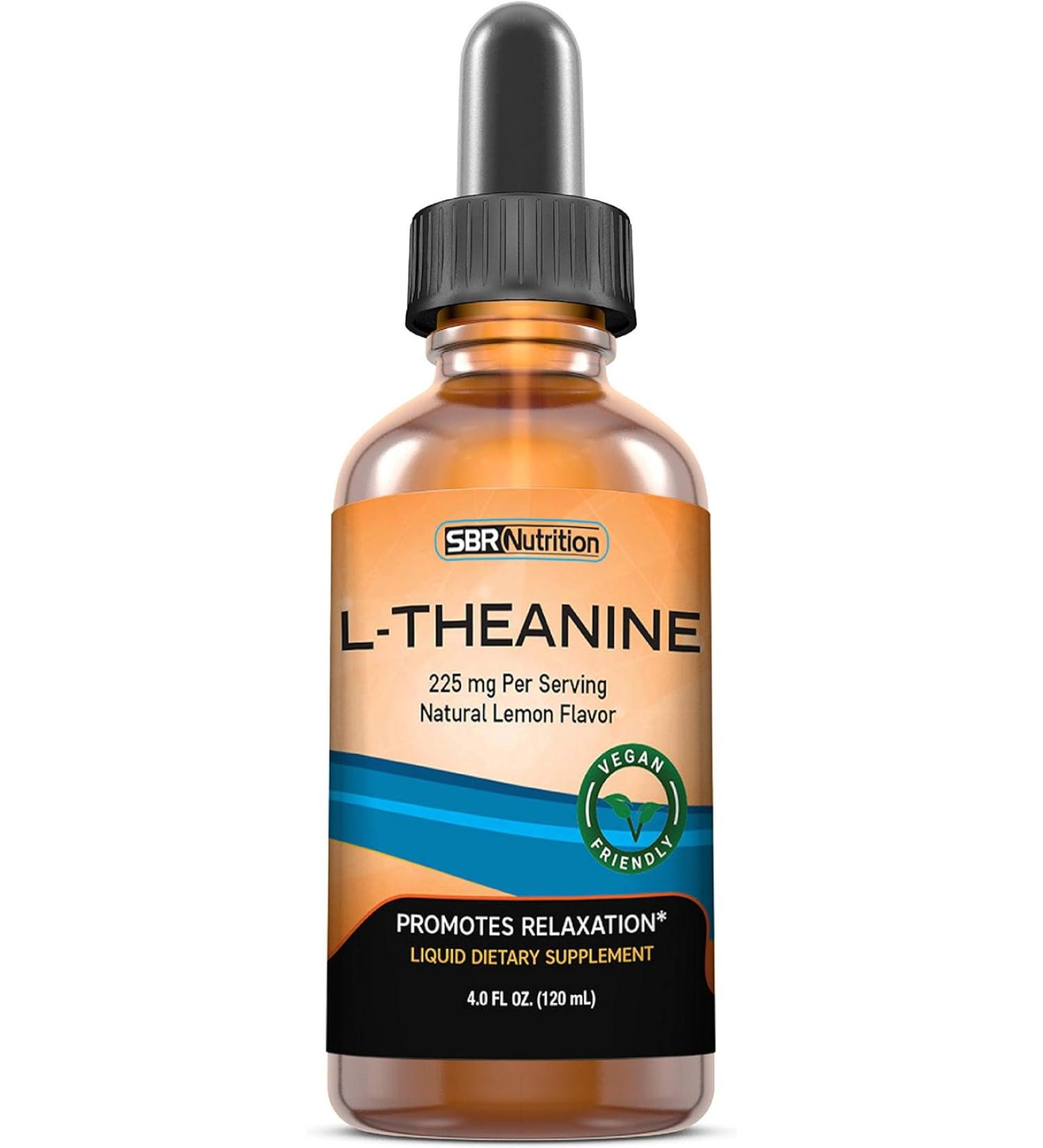 SBR Nutrition MAX Absorption Liquid L-Theanine Drops | All Natural Vegan Alcohol Free Non-GMO | For Stress Relief Relaxation Focus Without Drowsiness | Synergistic With Coffee Or Caffeine - Buy Online on GoSupps.com