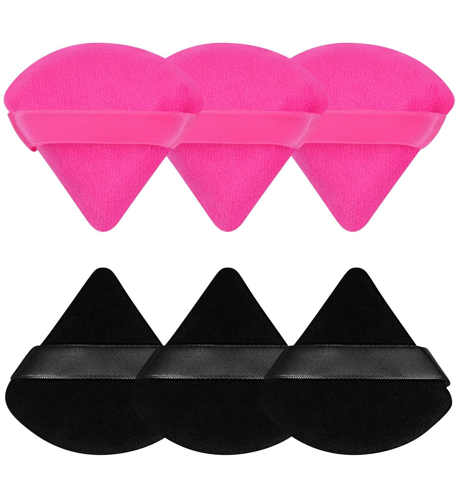 Triangle Makeup Puff - Velour Cosmetic Sponges for Contouring & Loose Powder | Black & Hot Pink - Buy Online on GoSupps.com