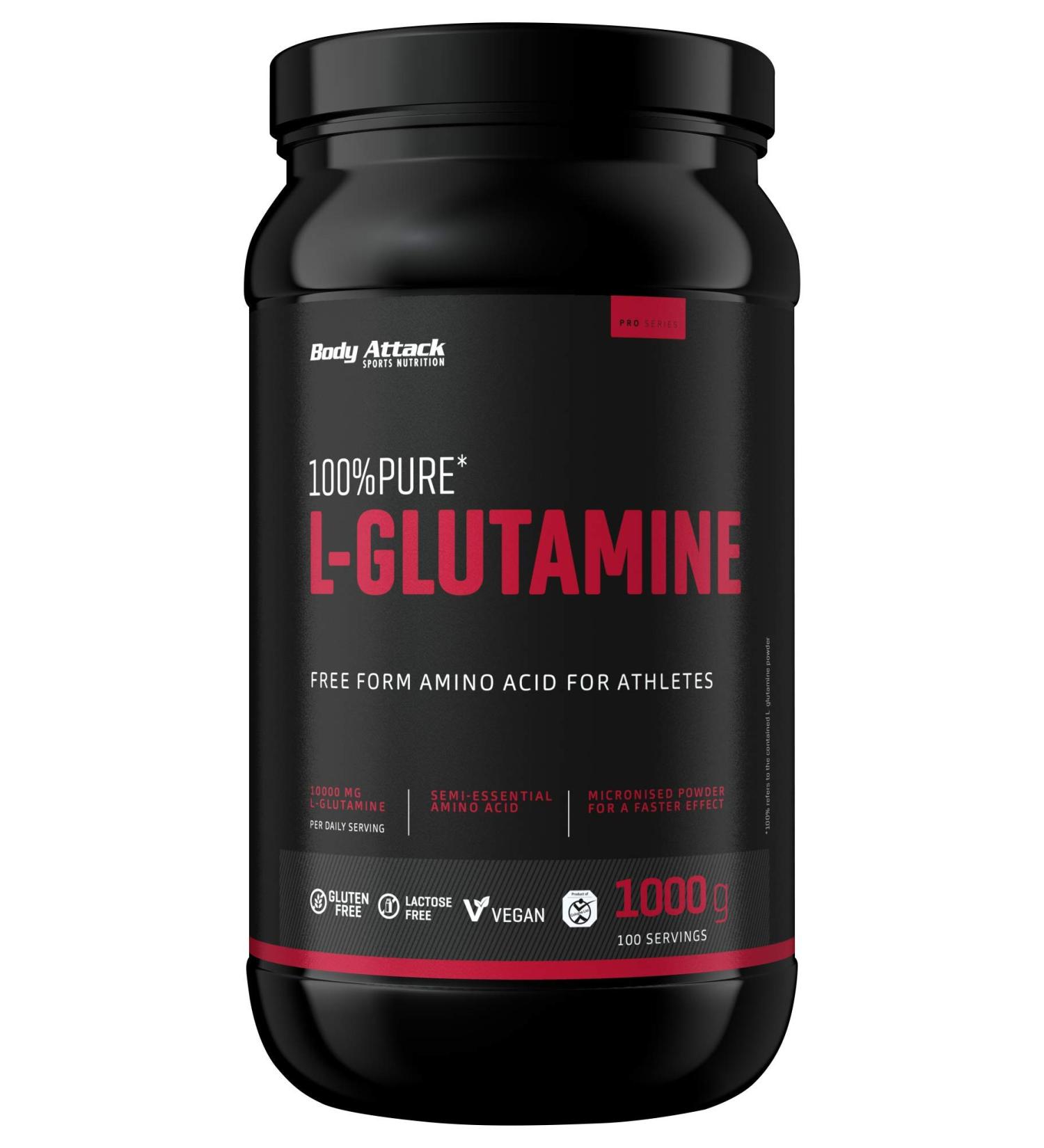 Buy Body Attack 100% Pure L-Glutamine - 2x1000g Micronized Powder | Vegan Gluten-Free Lab Tested | Made in Germany - Buy Online on GoSupps.com