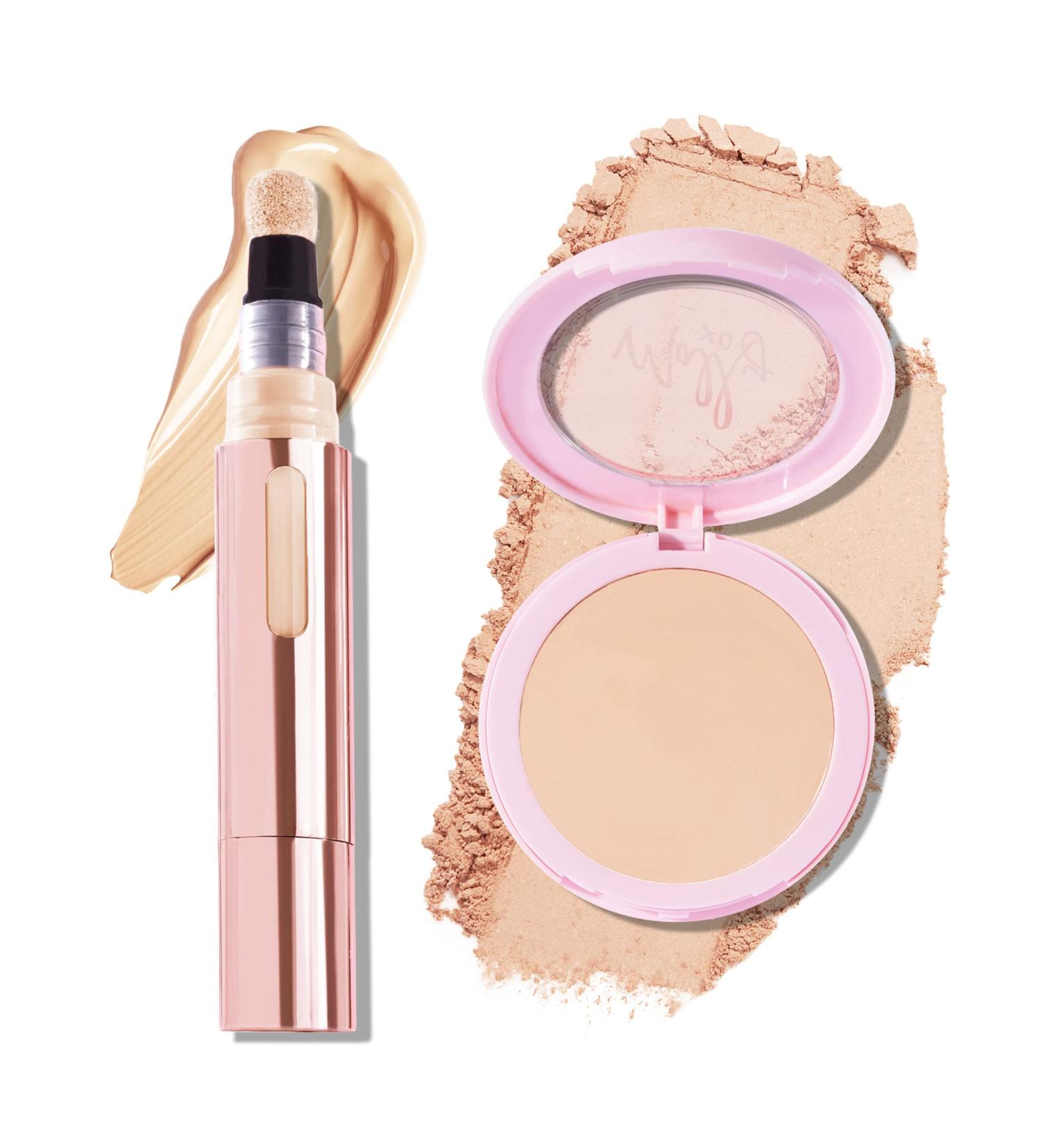 Mally Beauty Soft as Silk Powder Foundation & The Plush Pen Concealer - Fair - Hydrating Turmeric & Vitamin E Formula - Medium Coverage - Buy Online on GoSupps.com