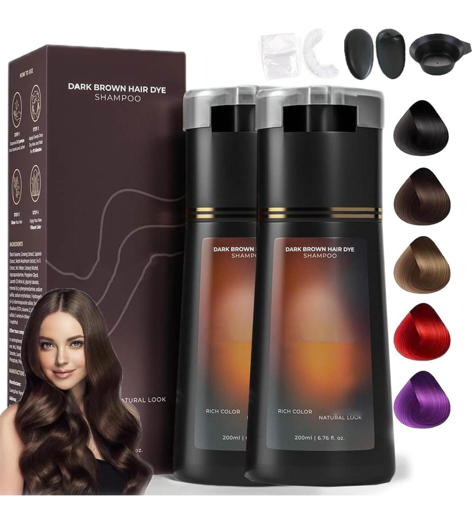 Hair Color Shampoo Hair Care Shampoo Hair Care Shampoo Natural Hair Coloring Shampoo Hair Care Shampoo (2pcs Dark Brown) - Buy Online on GoSupps.com