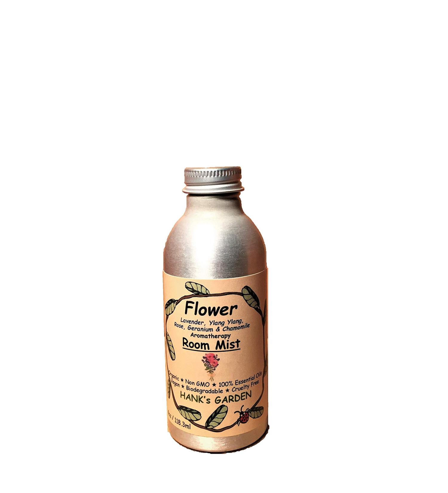 FLOWER Aromatherapy Room Spray Mist - Blooming Flowers from Garden Aroma - Lavender Ylang Ylang Rose Geranium & Chamomile Essential Oils - Vegan Organic Non GMO (4 oz / 118.3 ml Refill)