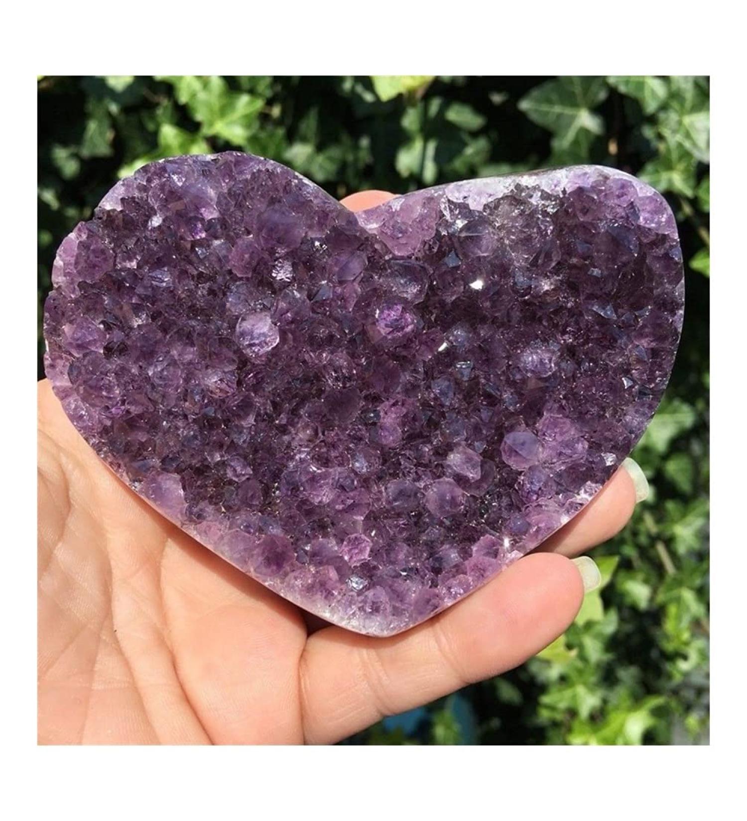 Natural Uruguay Amethyst geode Quartz Crystal Cluster Heart Shape Stones for Home Decoration Crystal - Buy Online on GoSupps.com