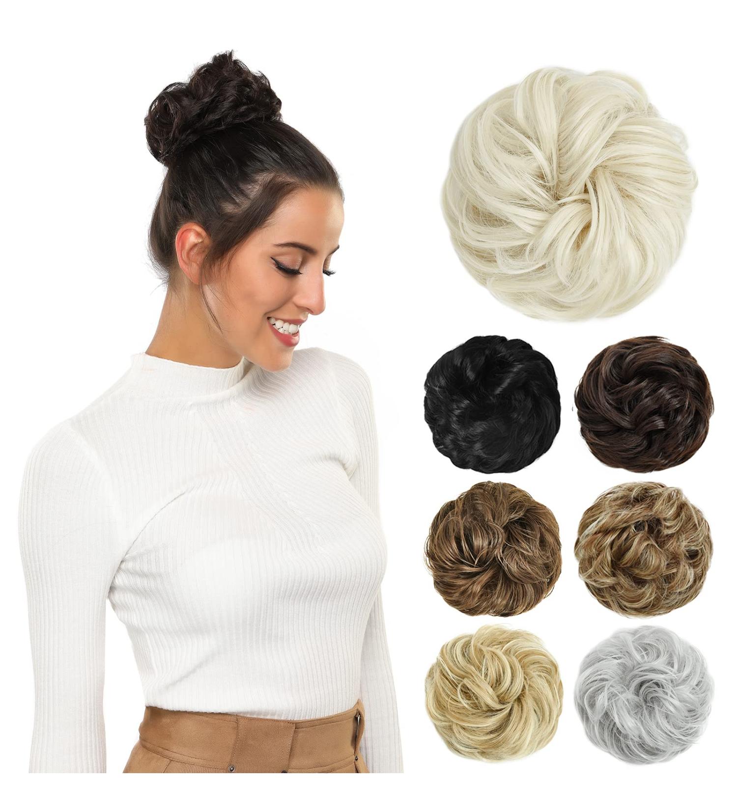 Yamel Messy Bun Hair Extension Updo Scrunchie Platinum Blonde #60 - Women's Curly Hair Piece - Buy Online on GoSupps.com