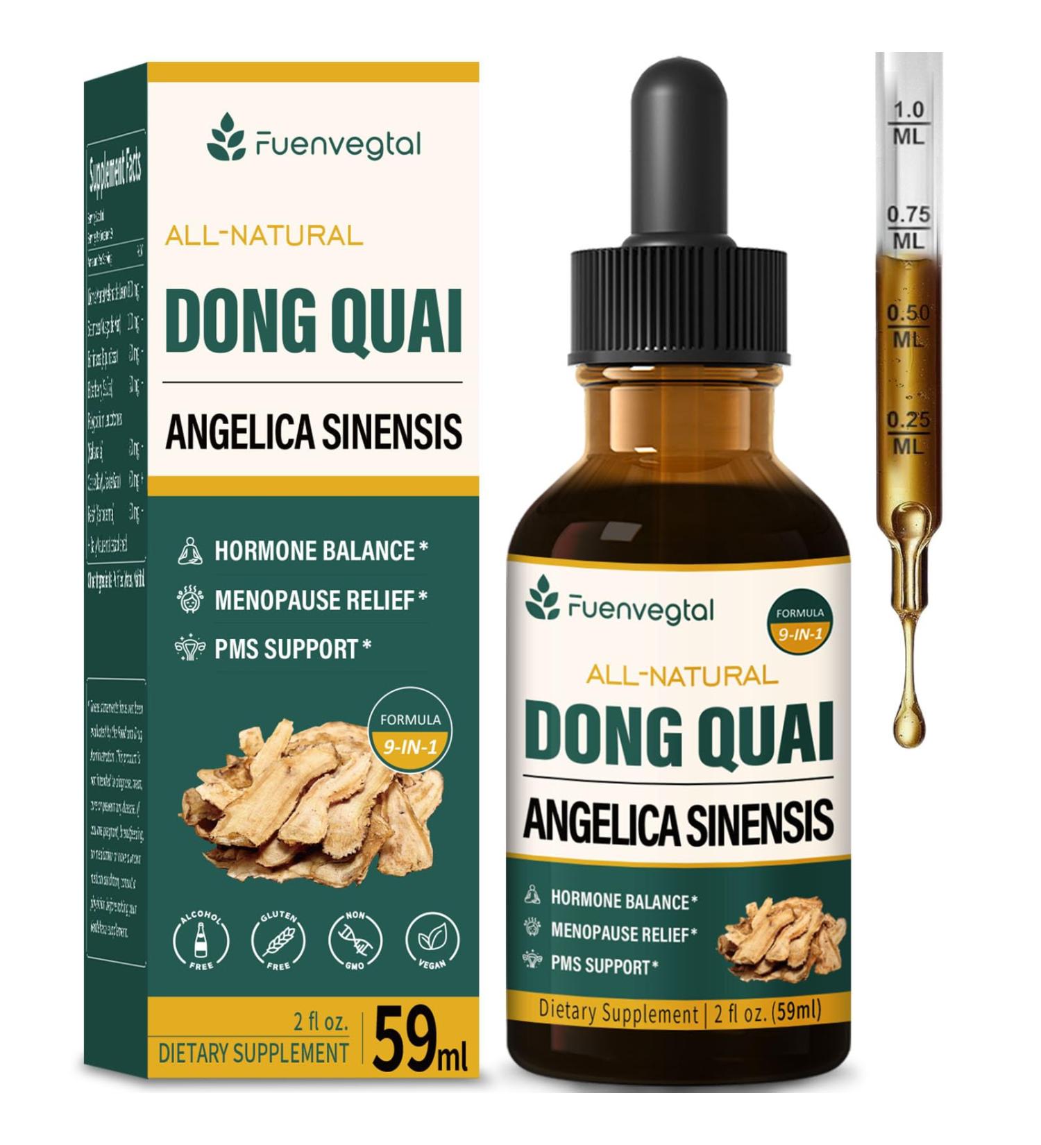 Dong Quai (Angelica Ainensis) Drops for Women Menopause Relief & PMS Support with Red Clover Black Cohosh Herbal Extract Natural Liquid Supplement for Hot Flashes Night Sweats. 2oz Original 2 Fl Oz (Pack of 1) - Buy Online on GoSupps.com