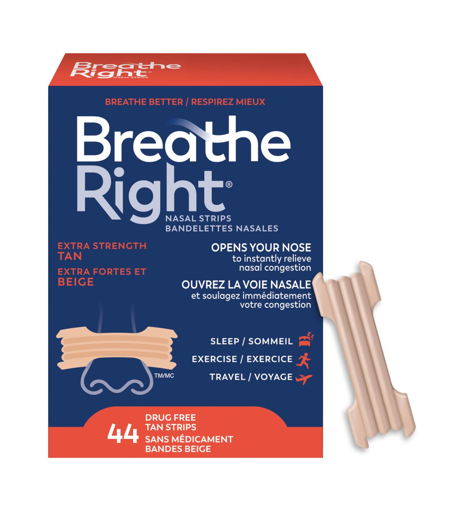 Breathe Right Extra Strength Nasal Strips Tan 44 count - Buy Online on GoSupps.com