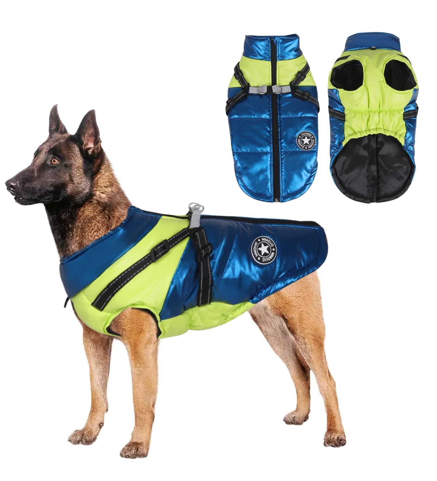 Winter Dog Jacket | Waterproof & Windproof Coat for Small to Medium Dogs | Reflective & Warm Puppy Vest (XL Blue) - Buy Online on GoSupps.com