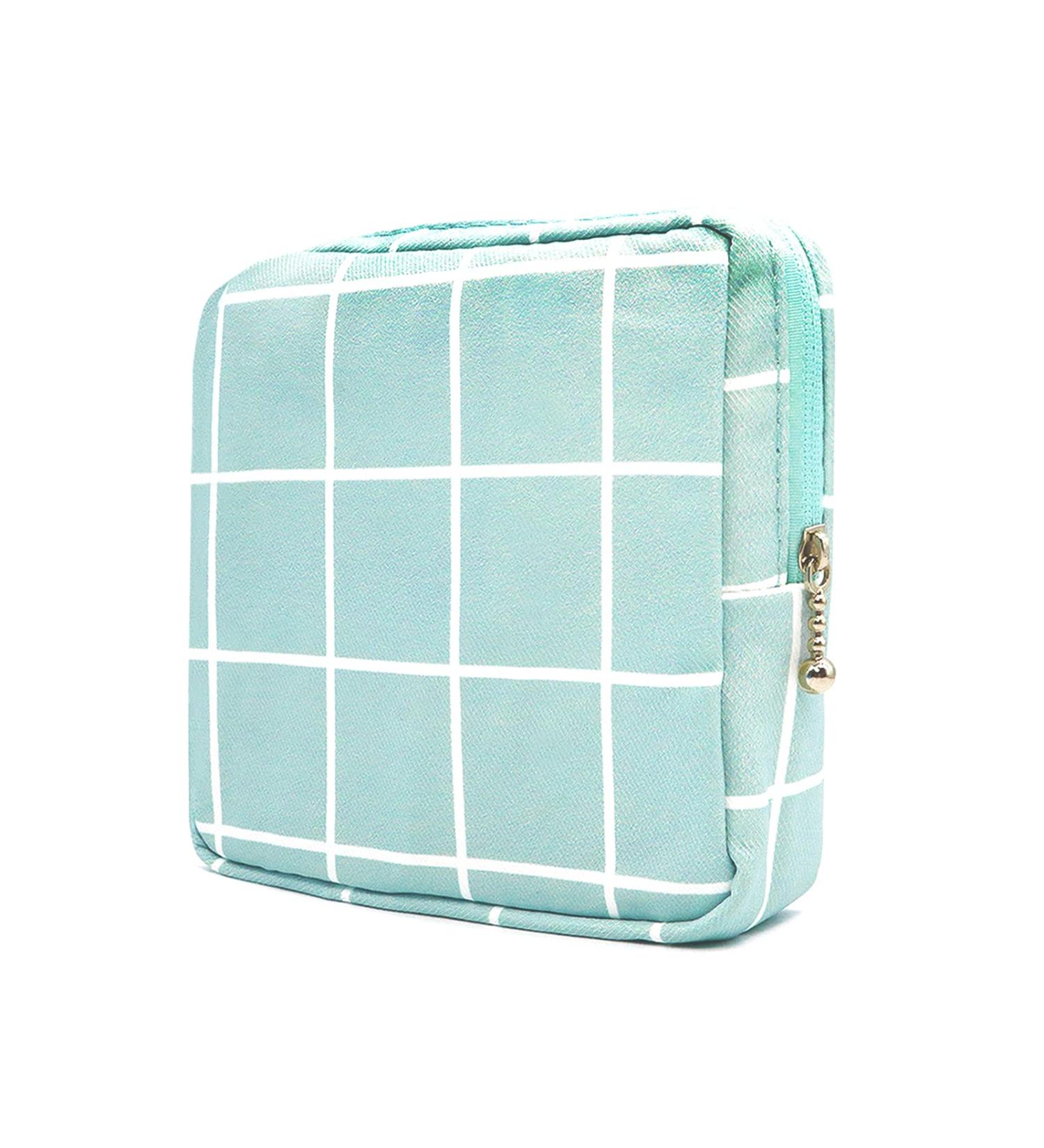 Teen Girl's Period Bag - Sanitary Napkin Storage Pouch for Menstrual Products (Blue Plaid) - Buy Online on GoSupps.com