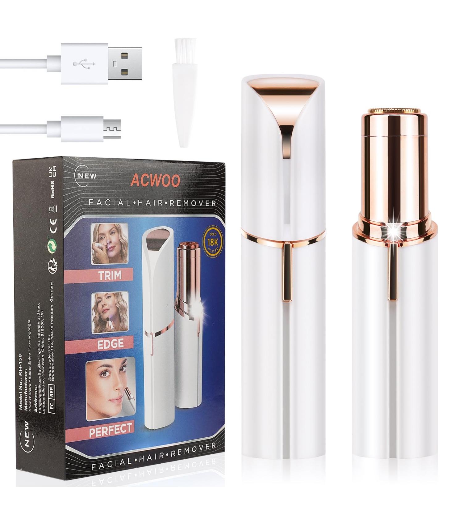 ACWOO Facial Hair Remover for Women - Painless Electric Trimmer & Epilator with LED Light - Buy Online on GoSupps.com