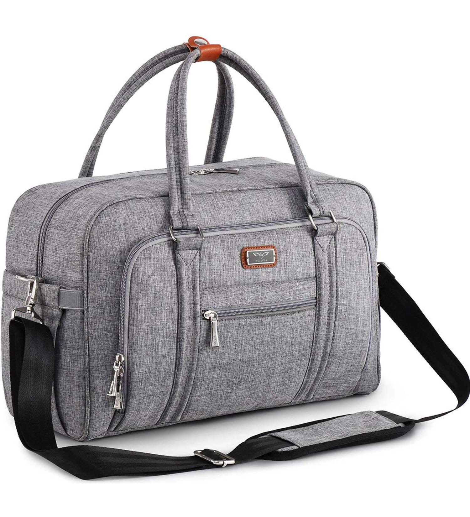Welavila Gray Grey Baby Changing Bag with Changing Pad & Insulated Pockets - Unisex Nappy Diaper Bag for Mom and Dad - Convertible Travel Tote Messenger - Buy Online on GoSupps.com