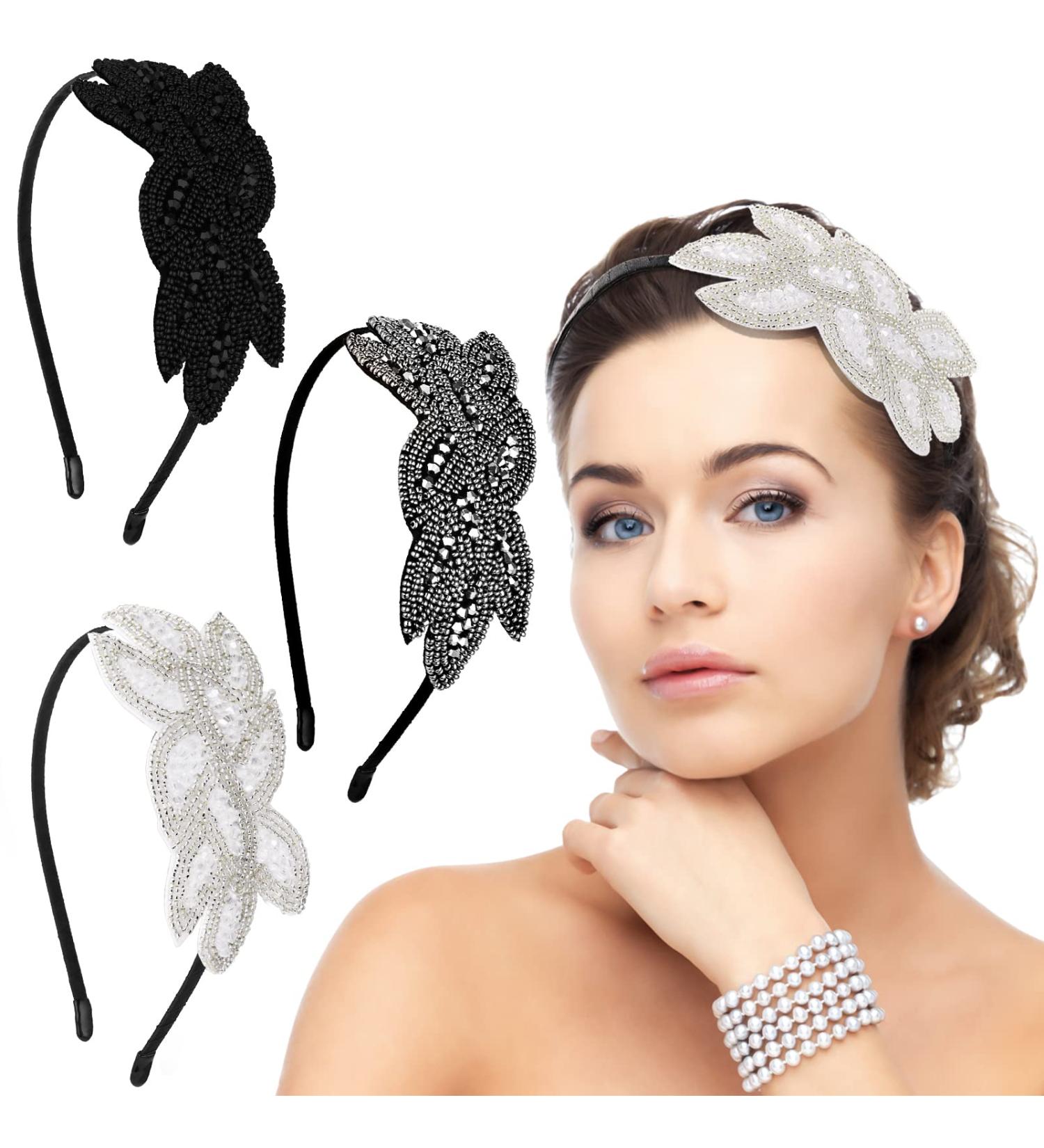 WLLHYF 1920s Flapper Headbands - Vintage Floral Leaf Rhinestone Hair Accessory for Women and Girls - Perfect for Costume Party and Valentines - 3 Pieces - Buy Online on GoSupps.com