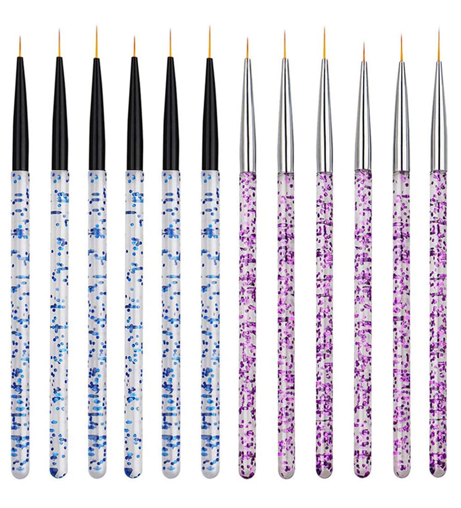 NALCY 12-Piece Nail Art Liner Brush Set | Professional Acrylic Detail Brushes for Nail Design | Perfect for Intricate Nail Art and Puncture Techniques - Buy Online on GoSupps.com