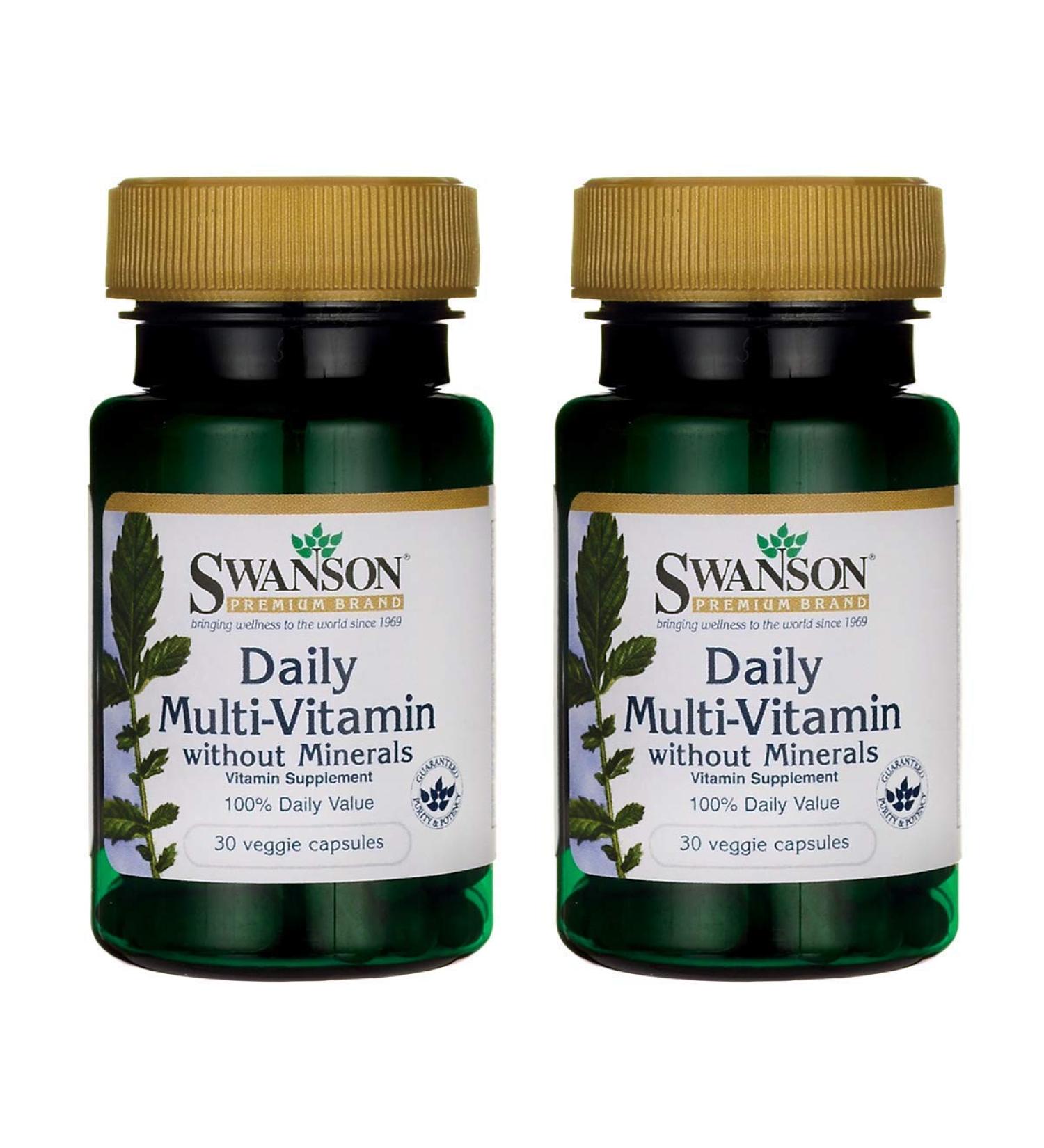 Swanson Daily Multivitamin Without Minerals 30 Veg Capsules (2 Pack)