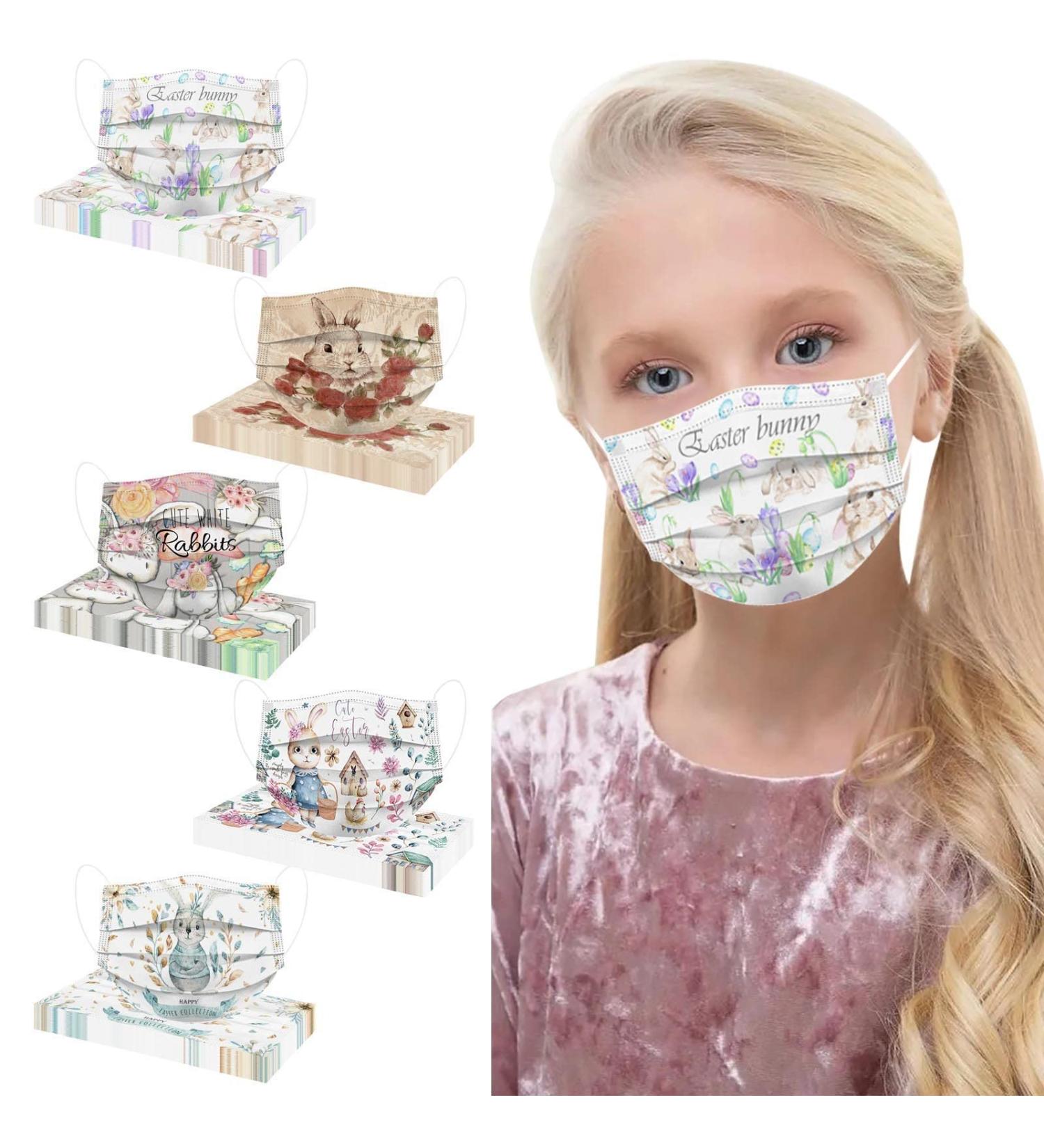 50-Pack Children's Disposable 3-Layer Easter Masks - Colorful Soft & Breathable Protection for Boys & Girls - Buy Online on GoSupps.com