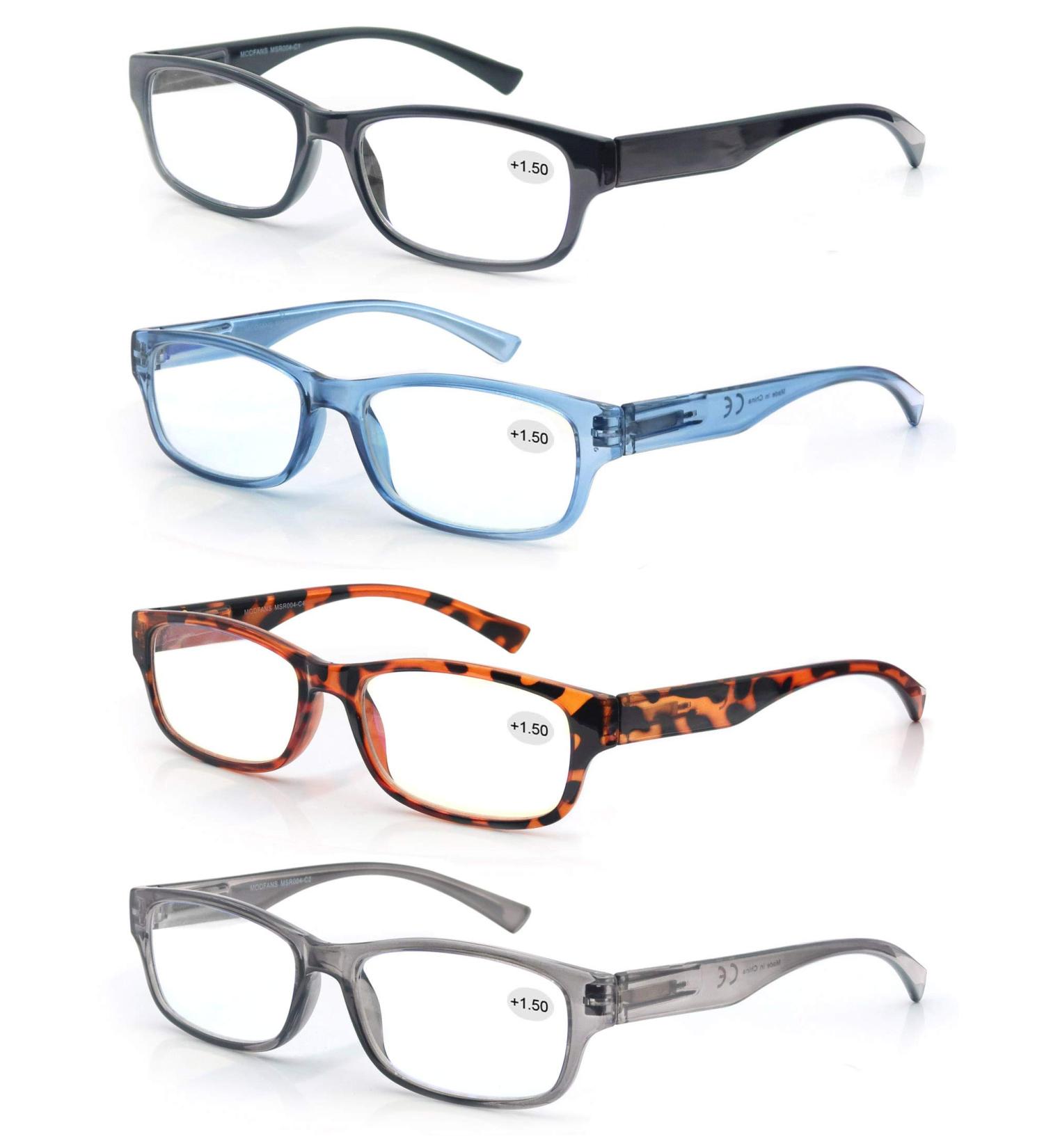 Modfans 4 Pack Reading Glasses +1.75 for Men & Women | High-Quality Comfortable Rectangular Reading Aid in 4 Colors - Buy Online on GoSupps.com