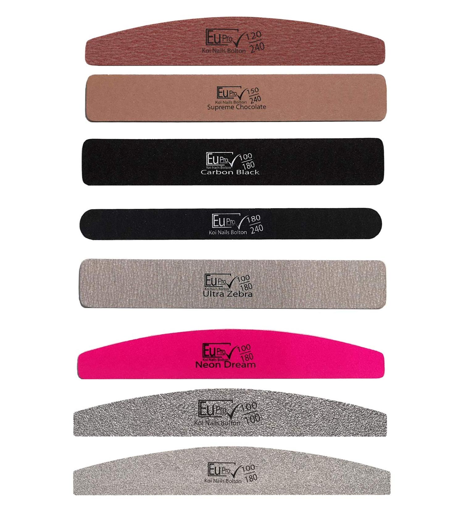 8x Nail File Grit Salon Quality emery board files Artificial nails Sample set