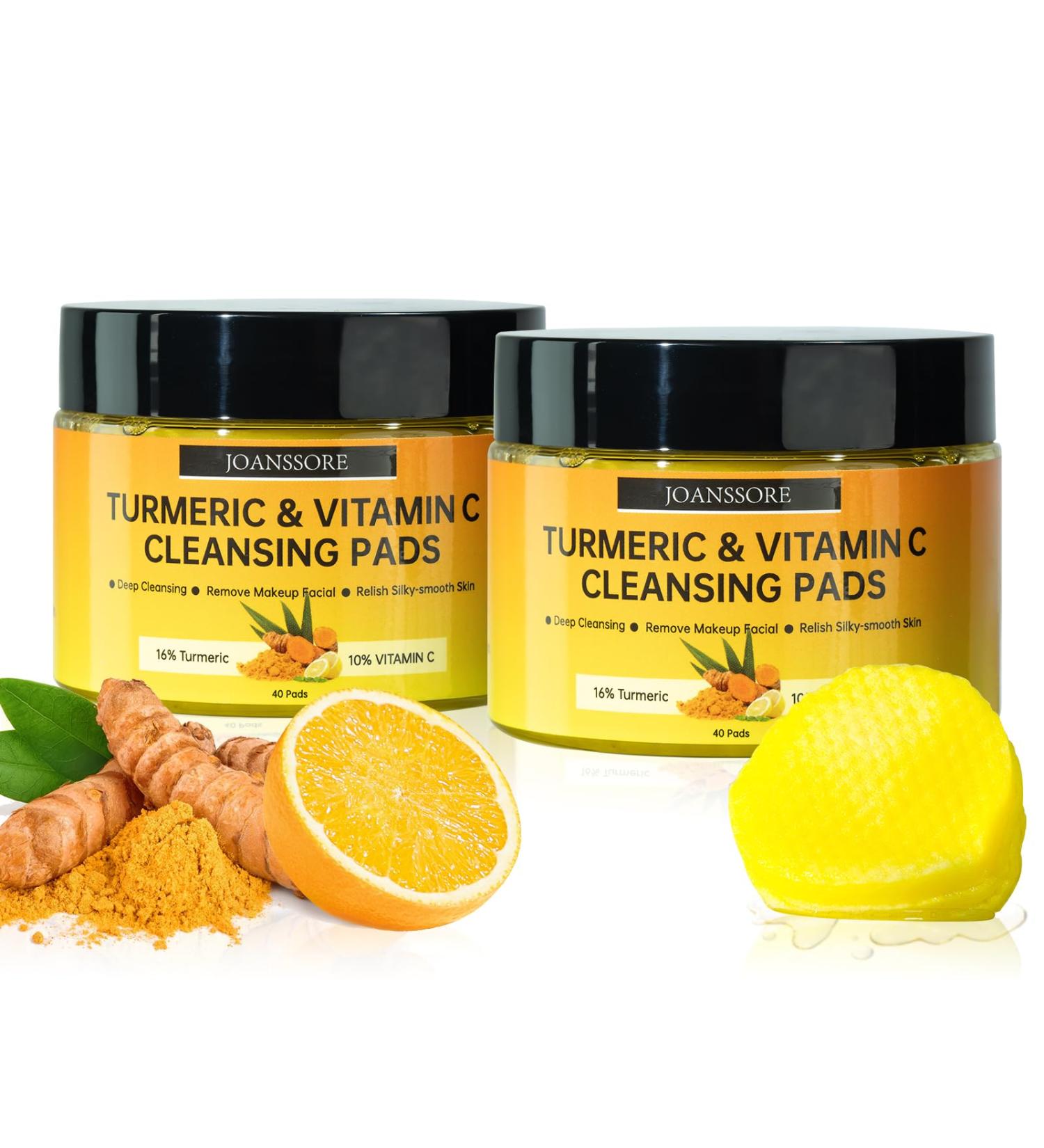 80 Turmeric Cleansing Pads - Exfoliating Face Scrub with Vitamin C & Glycerin for Radiant Skin - Buy Online on GoSupps.com