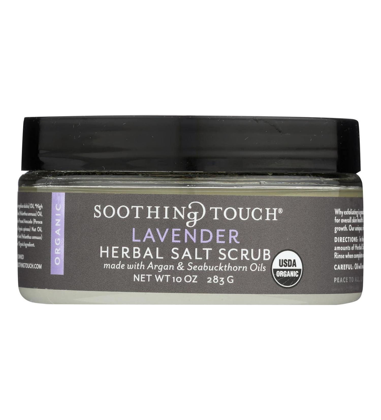 Soothing Touch Organic Herbal Salt Scrub Calming Lavender 10 Oz