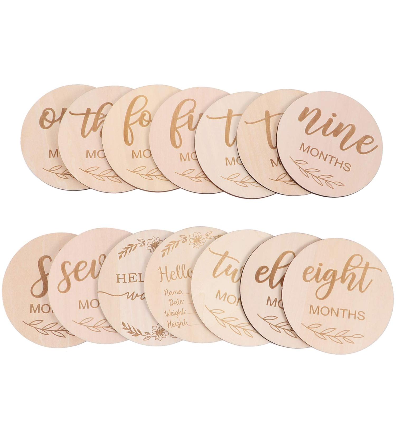 TOYANDONA Wooden Monthly Milestone Photo Cards - Double Sided Birthday & Baby Milestone Discs for Photo Props - Buy Online on GoSupps.com