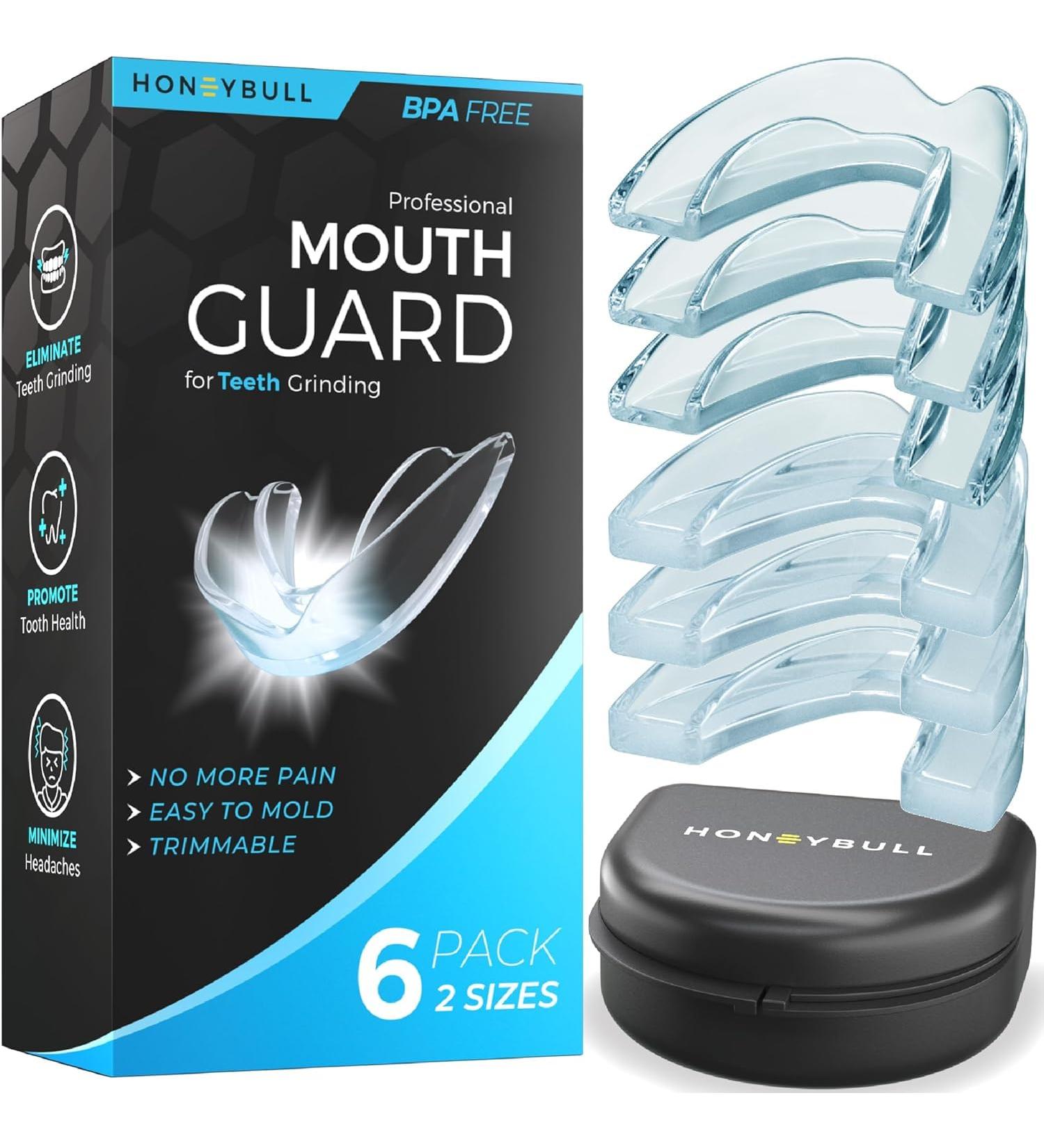 HoneyBull Bruxism Thermoformable Dental Guards Pack of 6 Anti-Snoring Occlusal Gutters Stop Teeth Grinding Available in 2 S - Buy Online on GoSupps.com