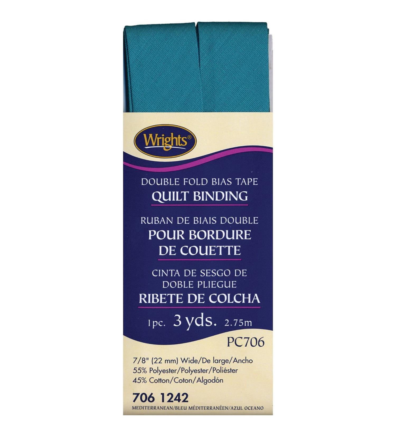 Wrights 117-706-1242 Double Fold Quilt Binding Bias Tape  Mediterranean  3-Yard