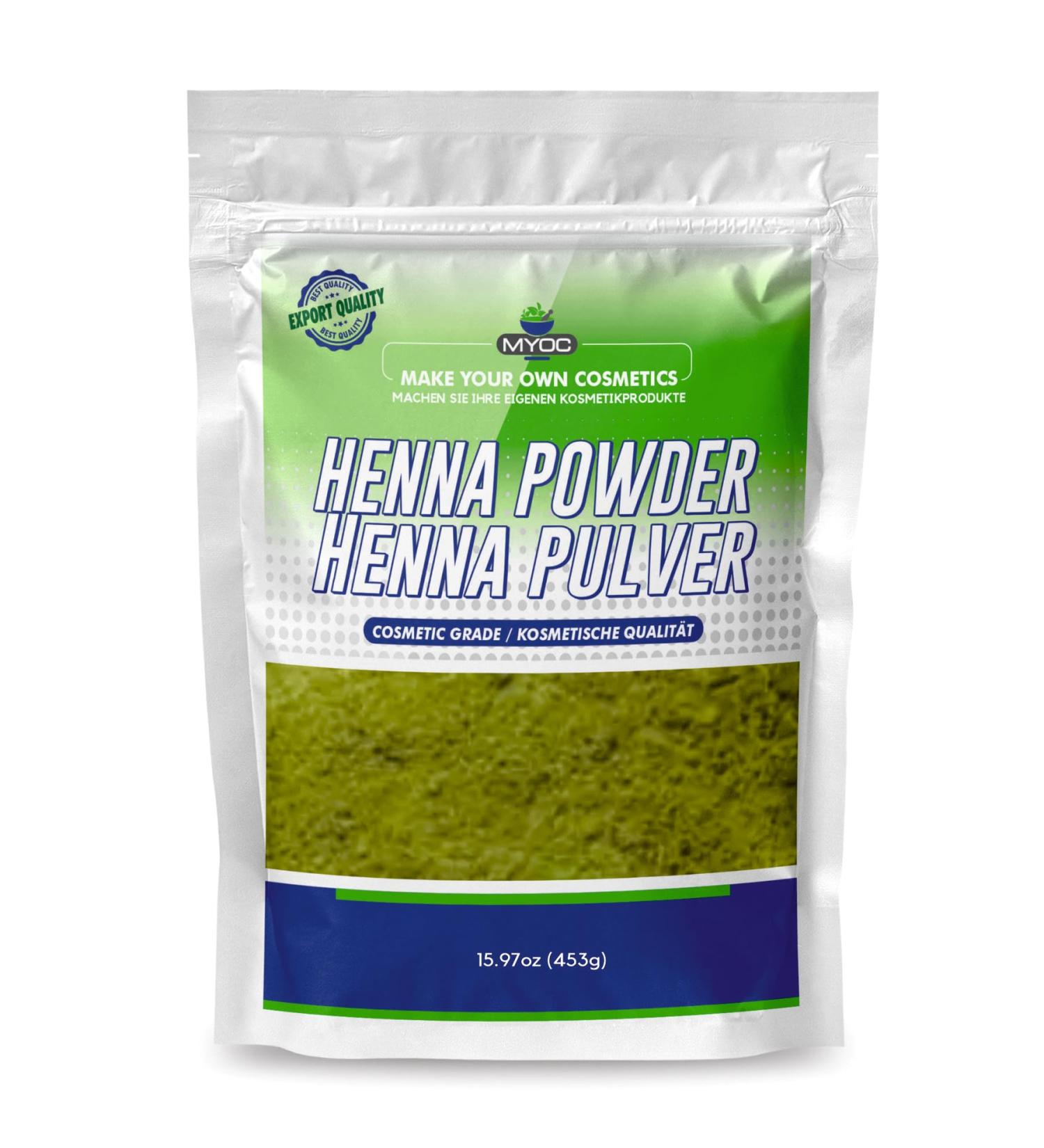 MYOC Henna Powder - Cosmetic Grade - For Hair & Skin Care Formulations - Fine Herbal Powder for Masks Cleansers & Soaps - 453g