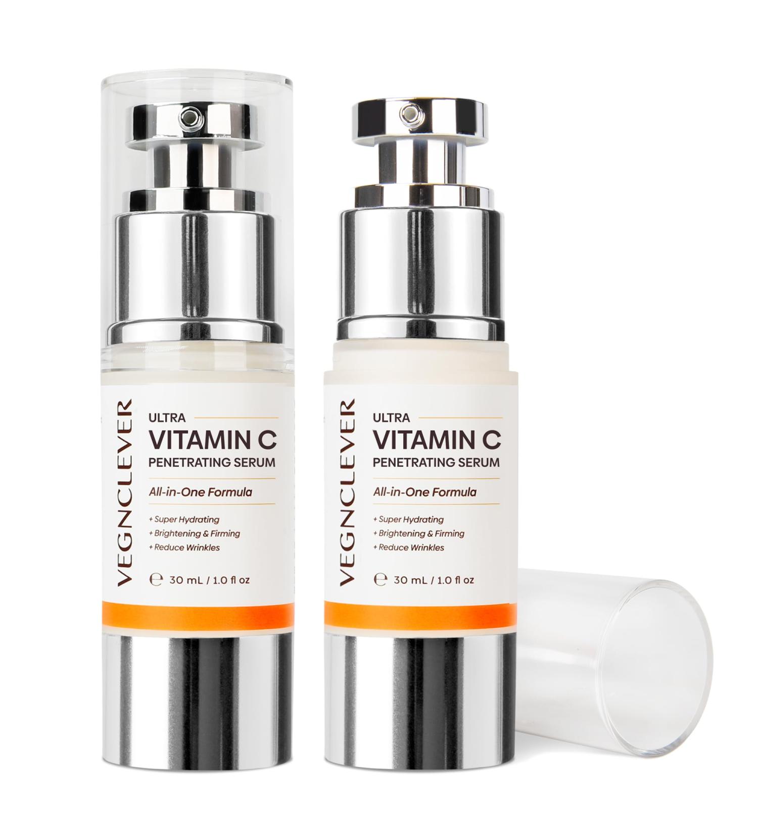 Vegnclever Super Vitamin C Serum - Anti-Aging Moisturizing Face Serum with Niacinamide & Collagen - Buy 2 Pack for Optimal Skin Health - Buy Online on GoSupps.com
