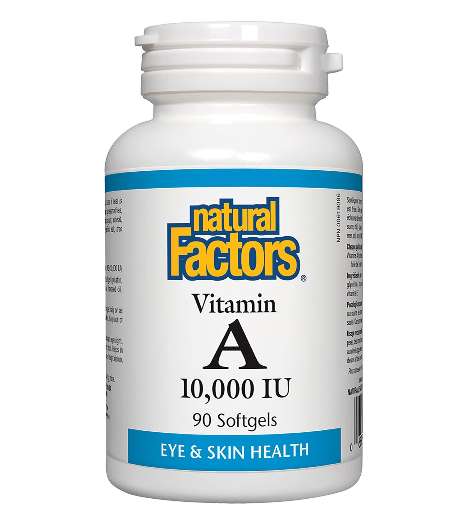 Natural Factors Vitamin A 10 000 IU 90 Softgels - Buy Online on GoSupps.com