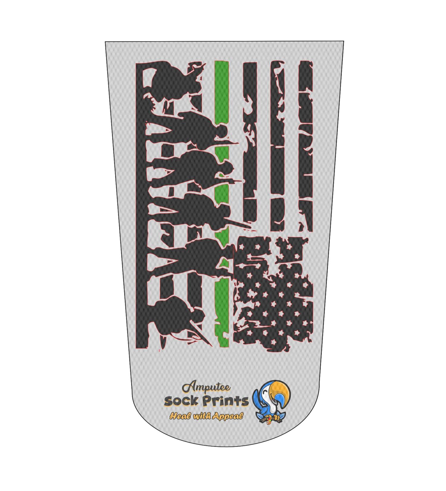 Heal with Appeal Distressed Flag Amputee Stump Sock - Light Grey Left Side 3Ply - Buy Online on GoSupps.com