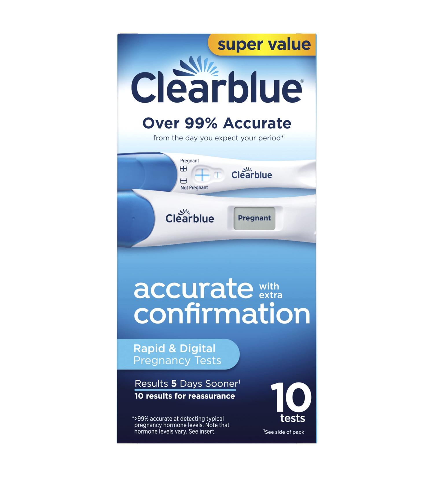 Clearblue Pregnancy Test Combo Pack - 10ct Digital & 8ct Rapid Detection - Super Value 10 Count - Buy Online on GoSupps.com