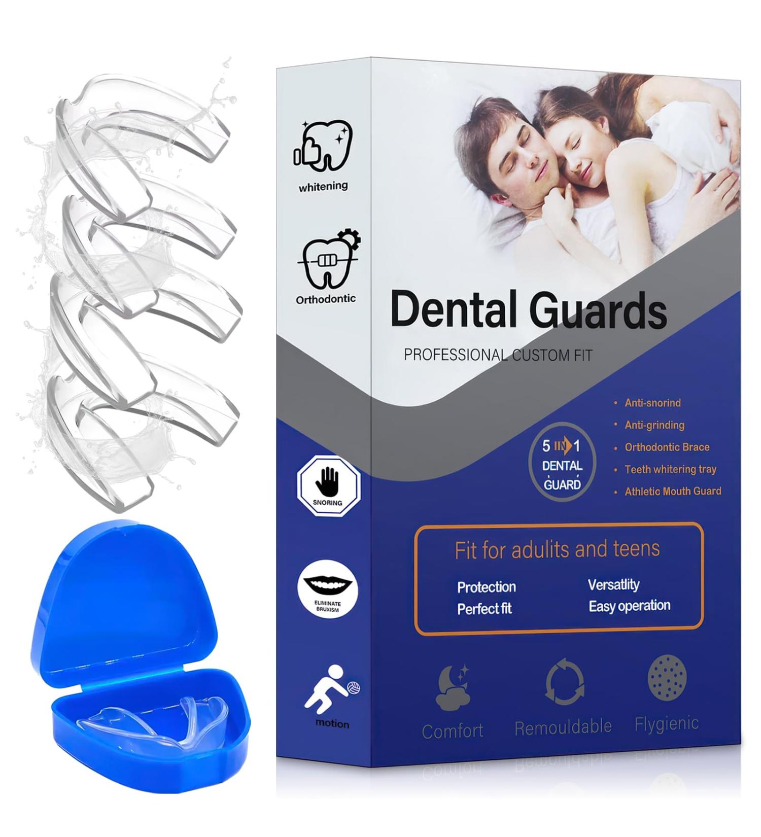 Mouth Protection for Teeth Grinding - 4 Anti-Snoring Rails in 2 Sizes | Premium Transparent Bruxism Solution - Buy Online on GoSupps.com