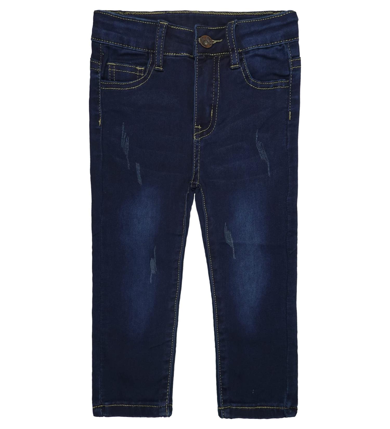 KIDSCOOL SPACE Baby Boys Jeans | Elastic Waist | Straight Fit | Ripped Denim | 5-6 Years | Deep Blue - Buy Online on GoSupps.com