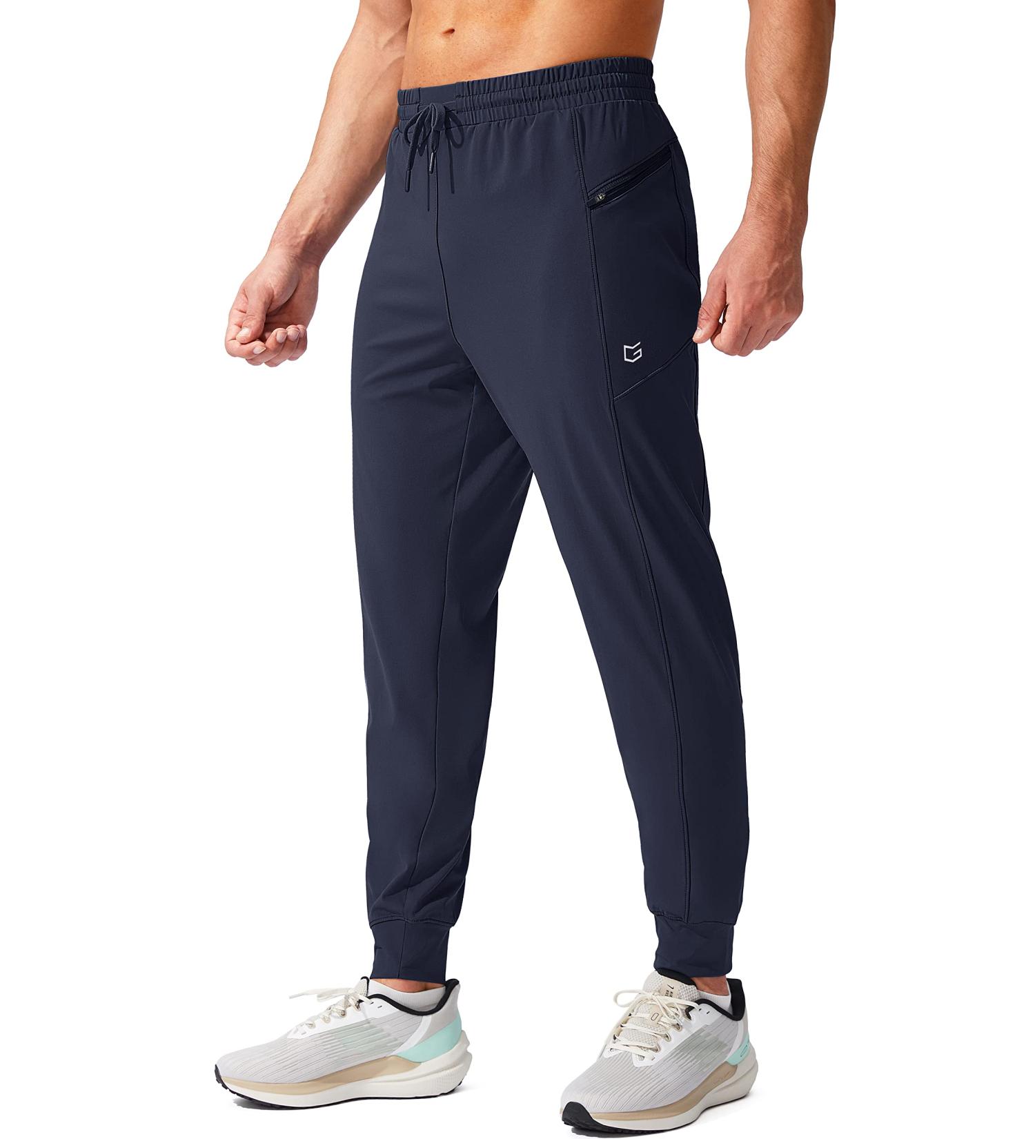 G Gradual Men's Joggers Pants | Navy Stretch Athletic Sweatpants with Zipper Pockets | Medium - Buy Online on GoSupps.com