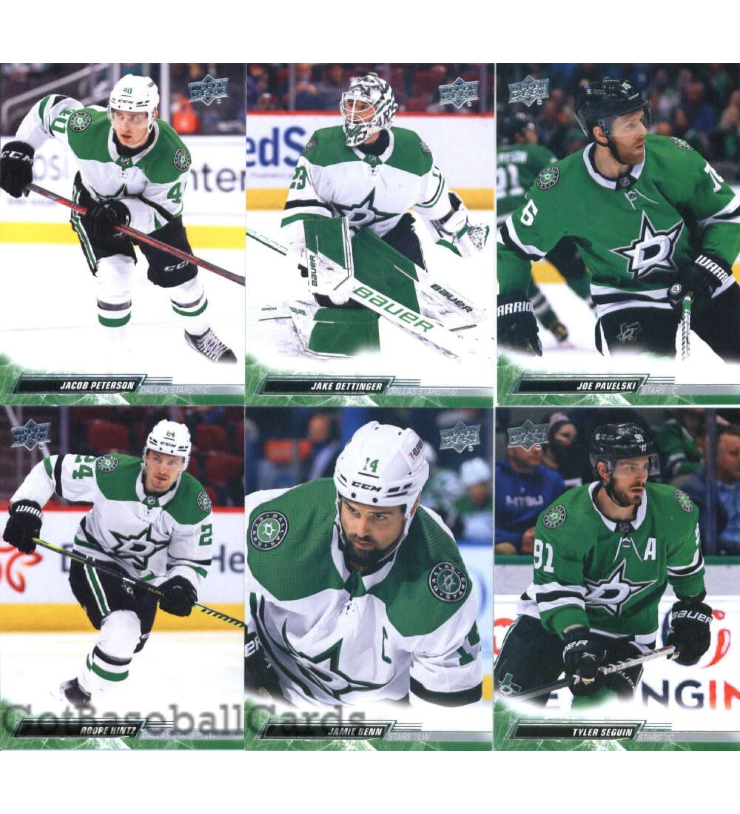 2022-23 Upper Deck Series 2 Dallas Stars Team Set of 6 Cards: Tyler Seguin(#306), Jamie Benn(#308), Roope Hintz(#309), Joe Pavelski(#310), Jake Oettinger(#311), Jacob Peterson(#313) - GotBaseballCards