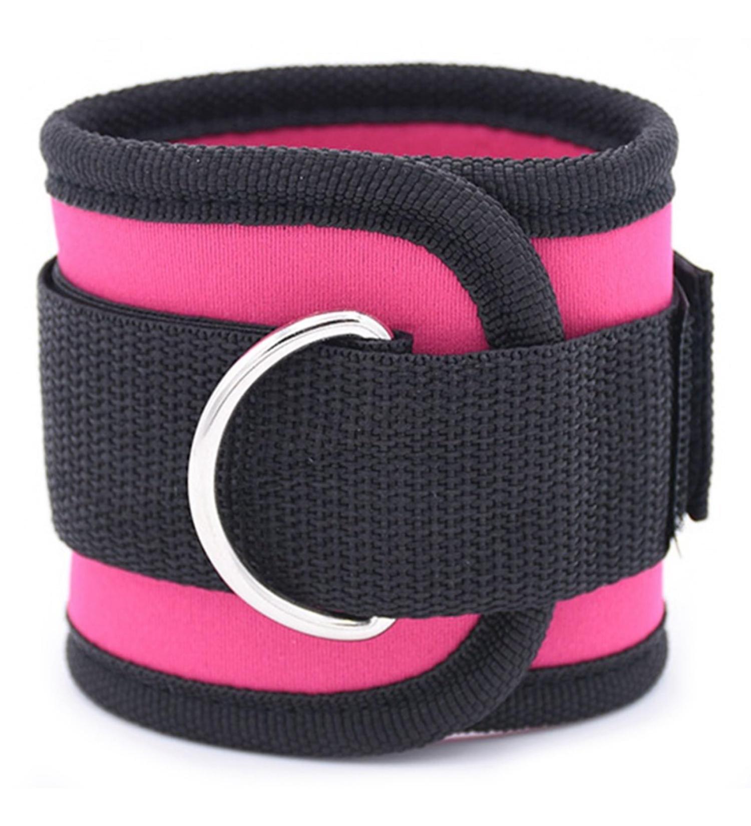 Fattoz Adjustable D-Ring Ankle Strap Buckle Body Building Resistance Band Gym Multi Thigh Leg Ankle Cuffs Power Weight Lifting Fitness Rope Rose Red - Buy Online on GoSupps.com