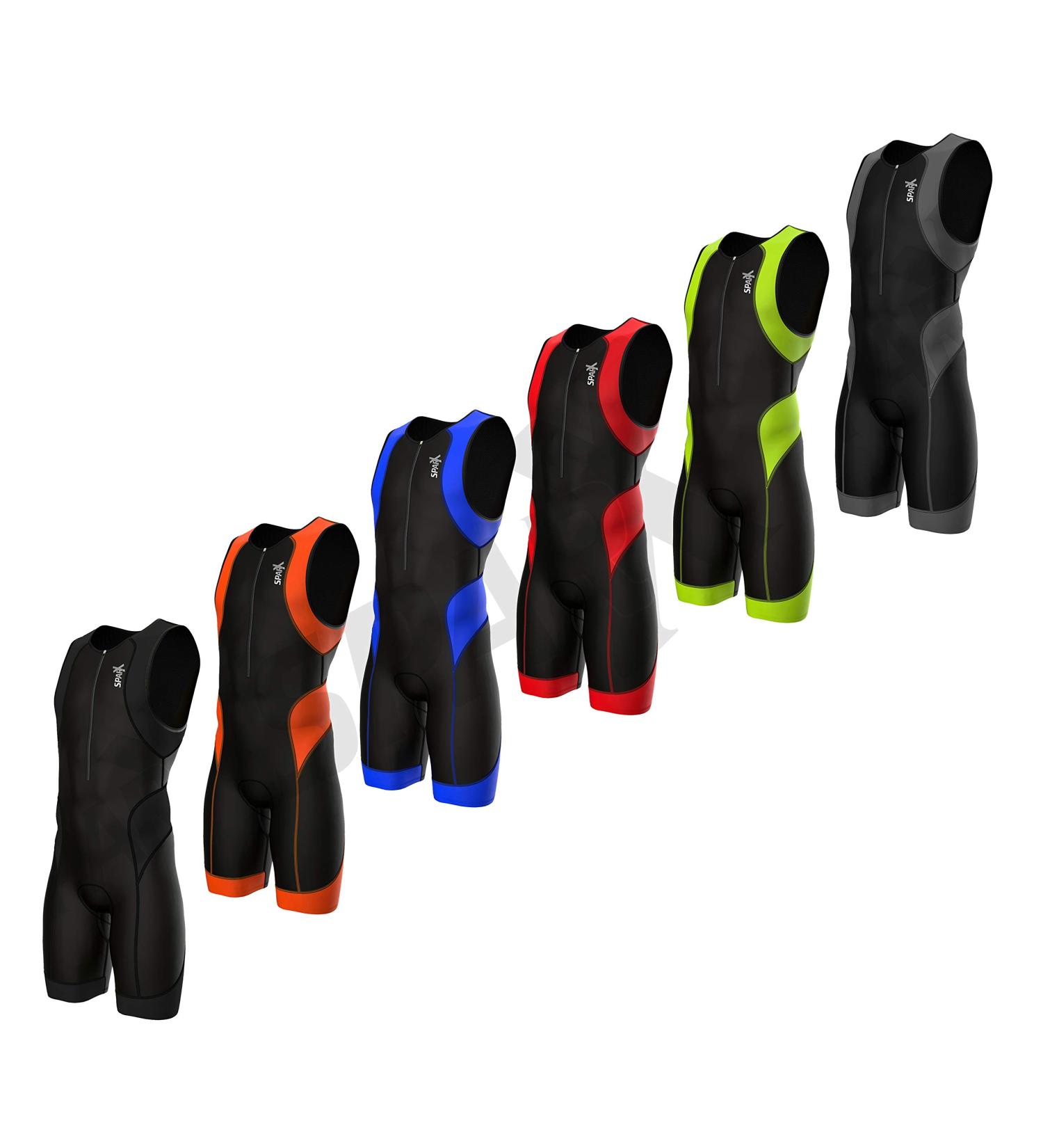 Sparx Men's Triathlon Suit | UV Protective Italian Fabric | 2 Pockets | Swim-Bike-Run Trisuit - Black/Orange (Small) - Buy Online on GoSupps.com