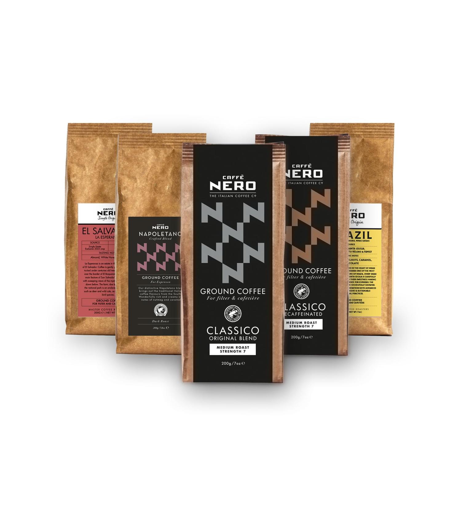 Caff Nero Discovery Gift Box Selection Pack Ground Coffee 1KG (5 x 200g) - Buy Online on GoSupps.com
