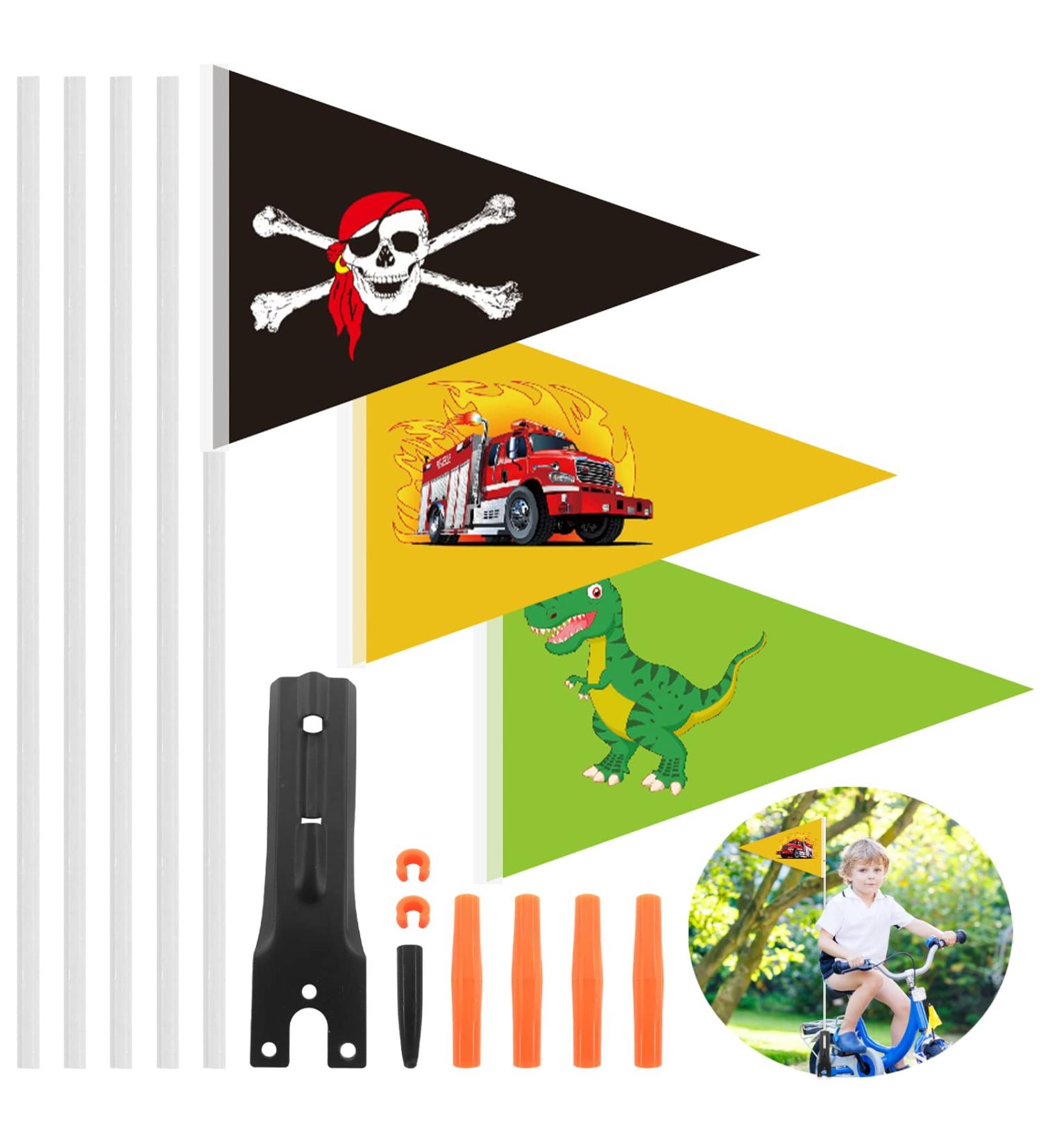 Shop Lets Joy 3-Piece Children's Bicycle Pimp Set | Safety Pennants & Accessories - Secure Your Kid's Ride! - Buy Online on GoSupps.com