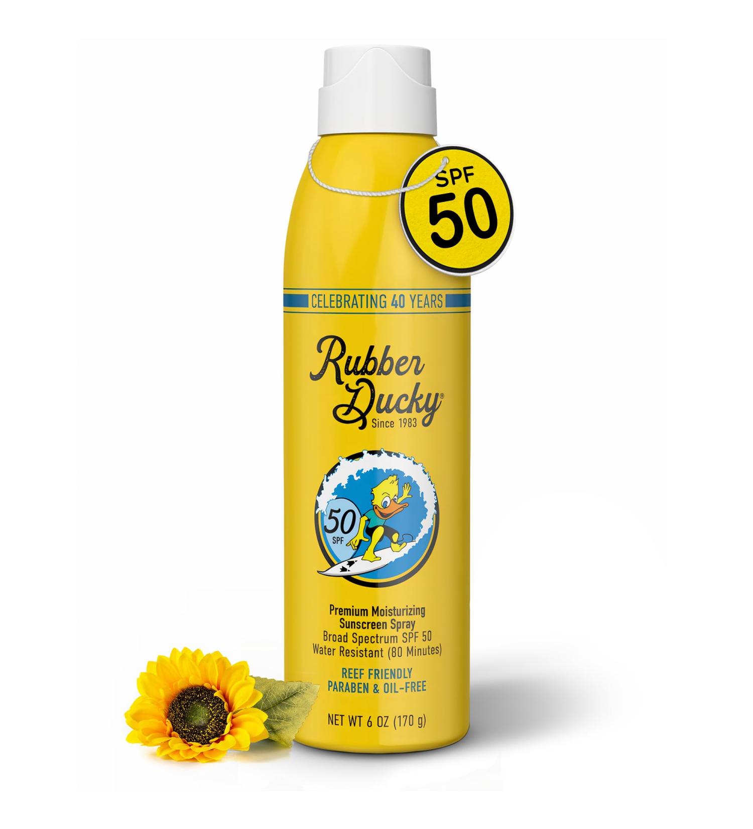 Rubber Ducky SPF 50 Spray Sunscreen | Water-Resistant Vegan Moisturizing Formula for Face & Body | All-Season Broad Spectrum Protection - Buy Online on GoSupps.com